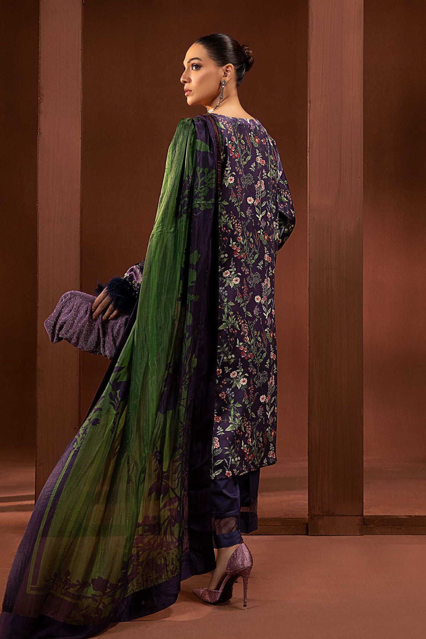 3 Piece Printed Pure Charmeuse Silk Suit