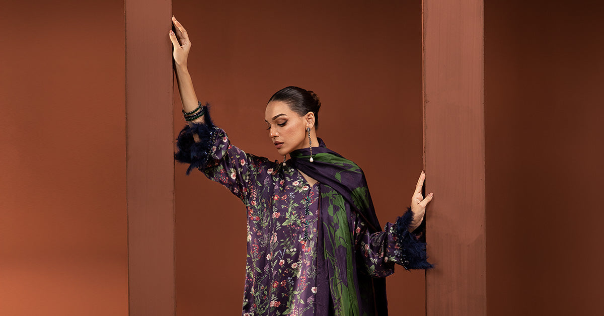 3 Piece Printed Pure Charmeuse Silk Suit