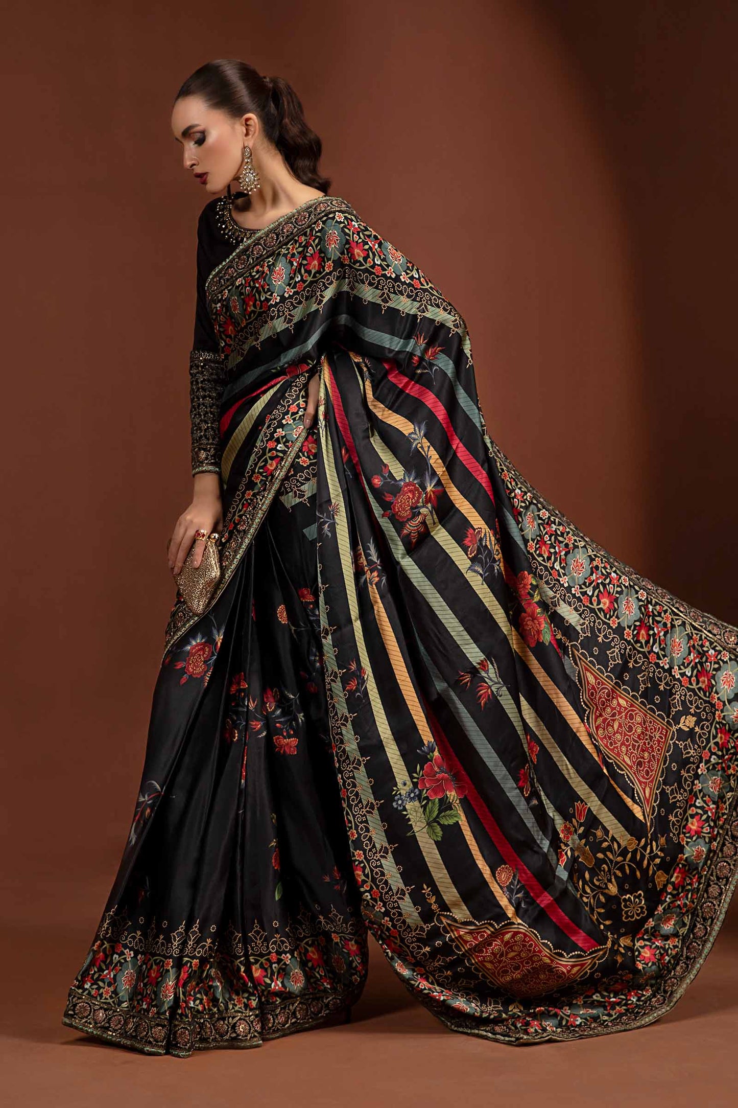Embroidered Pure Charmeuse Silk Saree