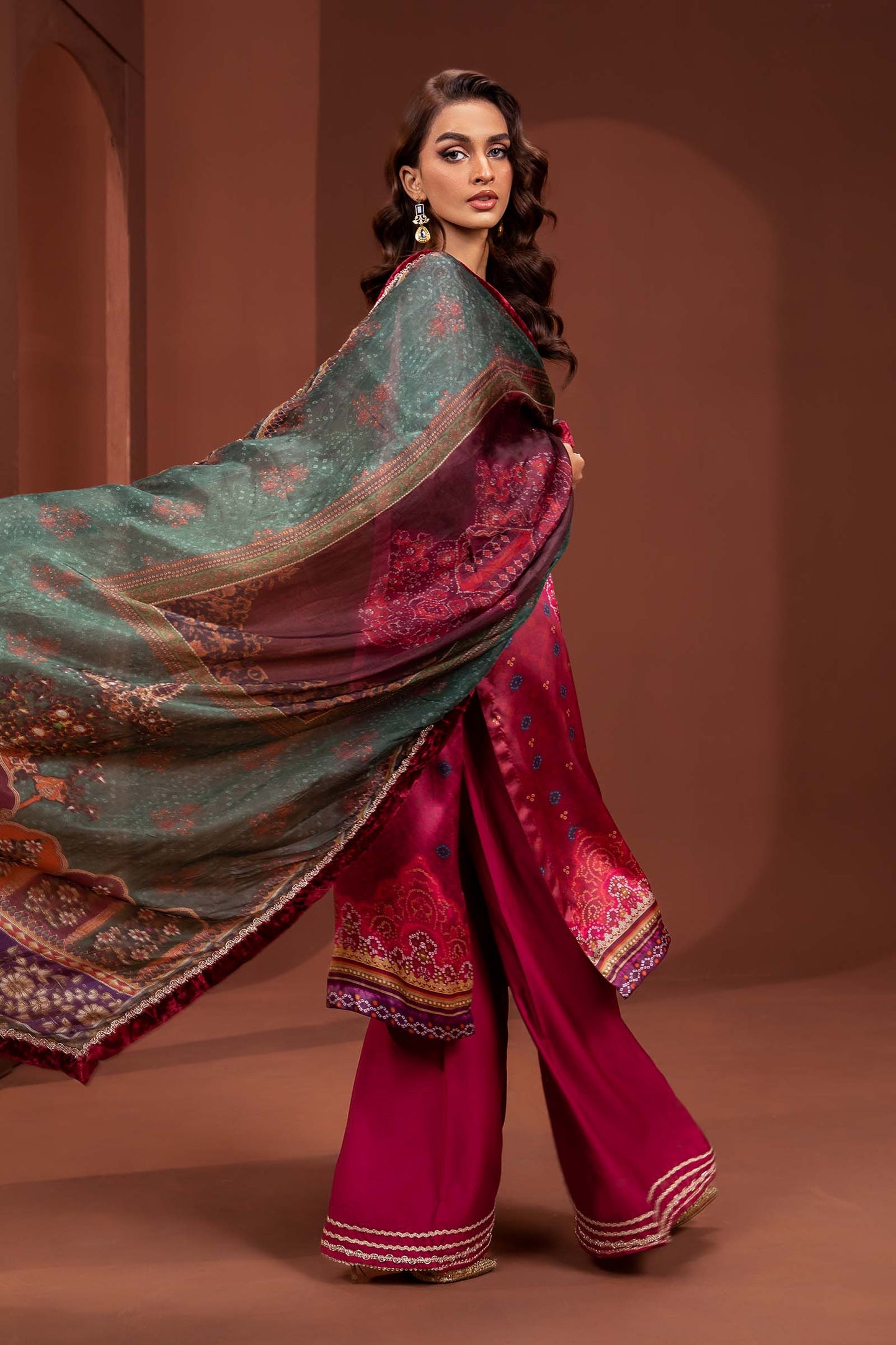 3 Piece Embroidered Pure Charmeuse Silk Suit