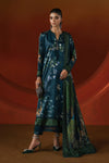 3 Piece Printed Satin Silk Suit