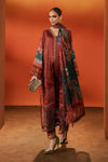 3 Piece Embroidered Satin Silk Suit