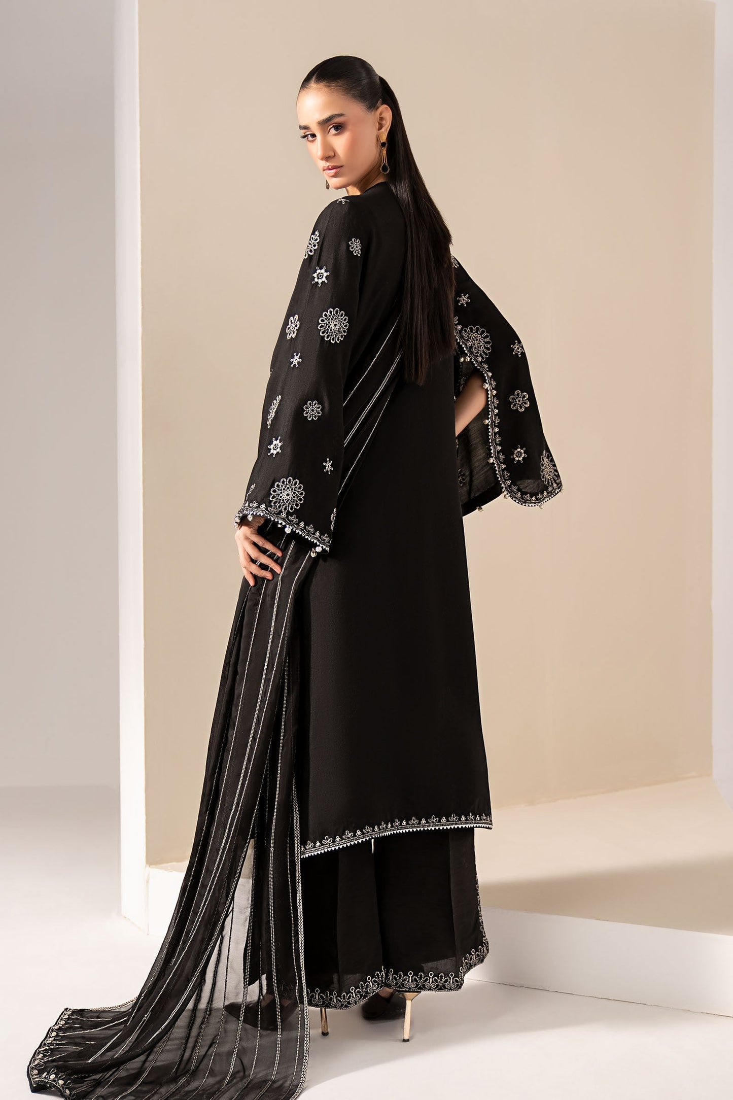 3 Piece Embroidered Tissue Staple Suit