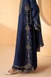 3 Piece Embroidered Self Tassel Silk Suit