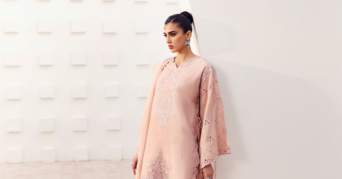 3 Piece Embroidered Raw Silk Suit
