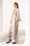 3 Piece Embroidered Self Tassel Silk Suit