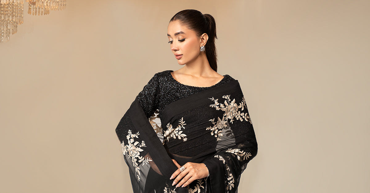 Embroidered Chiffon Saree