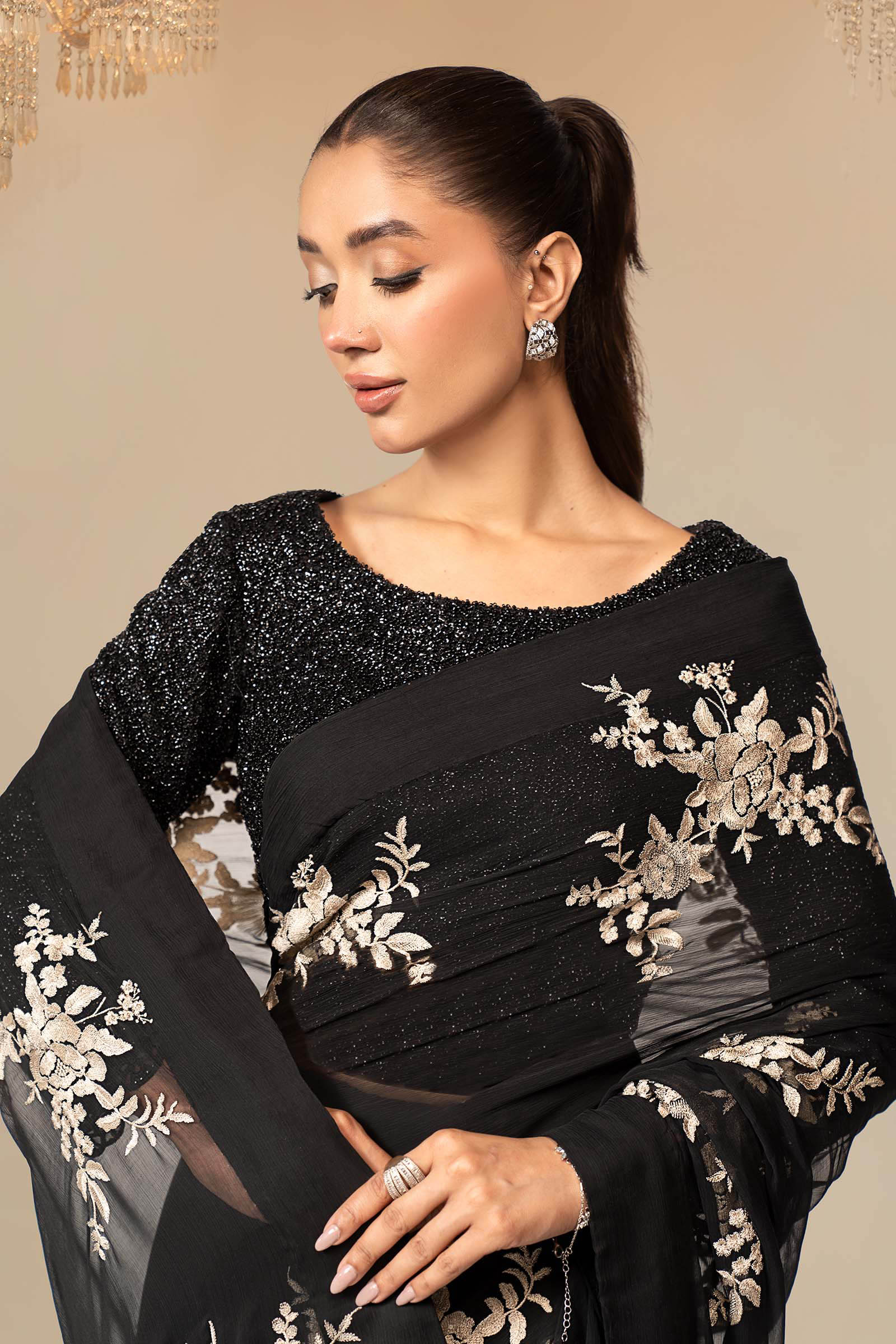 Embroidered Chiffon Saree