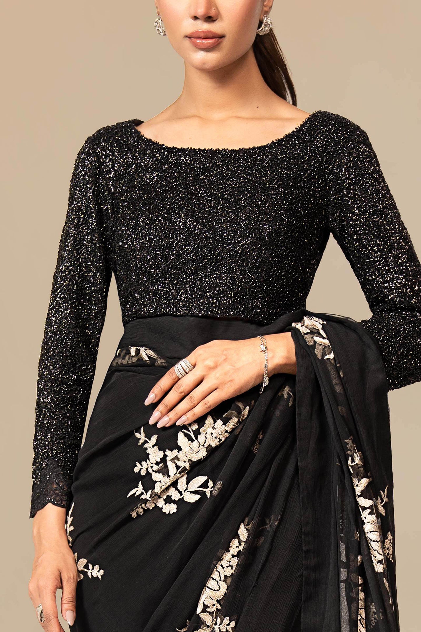 Embroidered Chiffon Saree