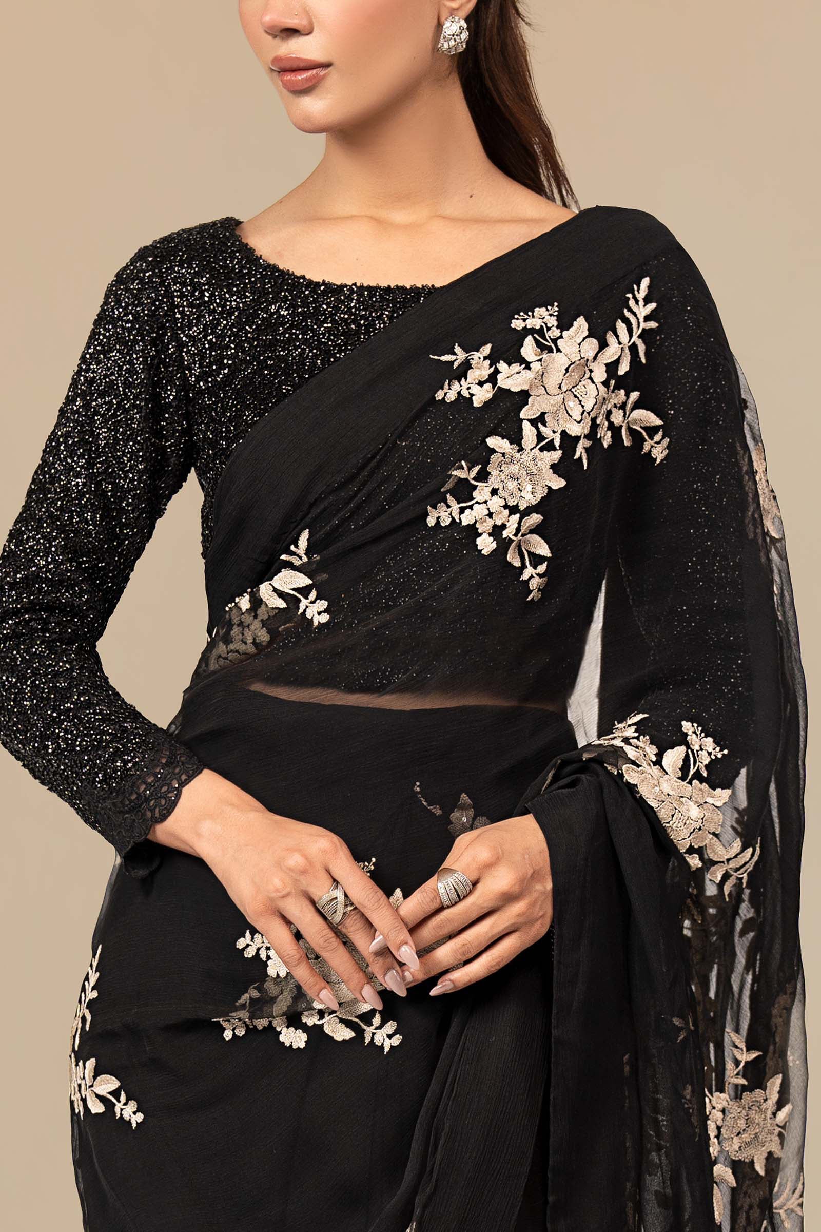 Embroidered Chiffon Saree