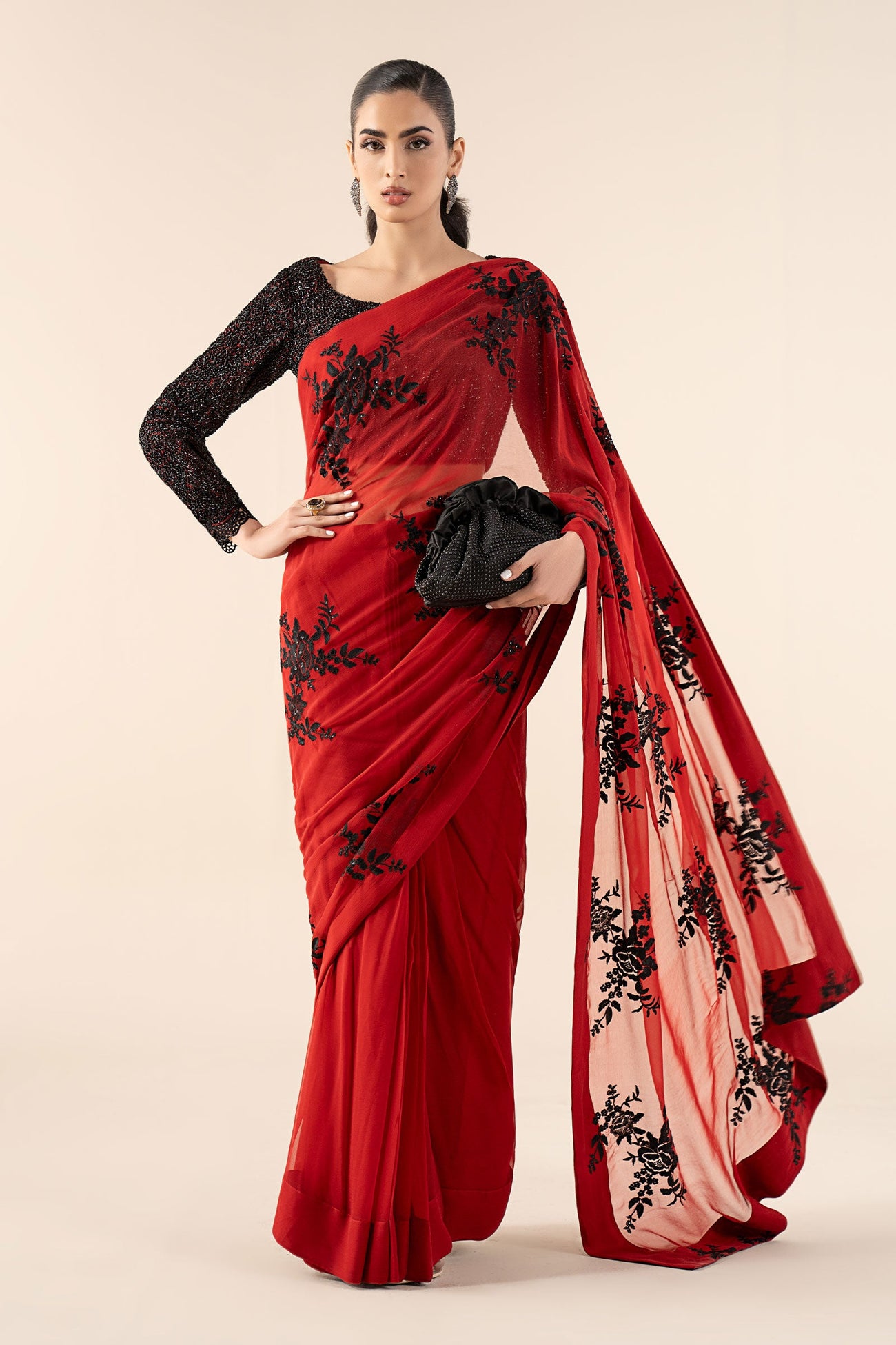 Embroidered Chiffon Saree