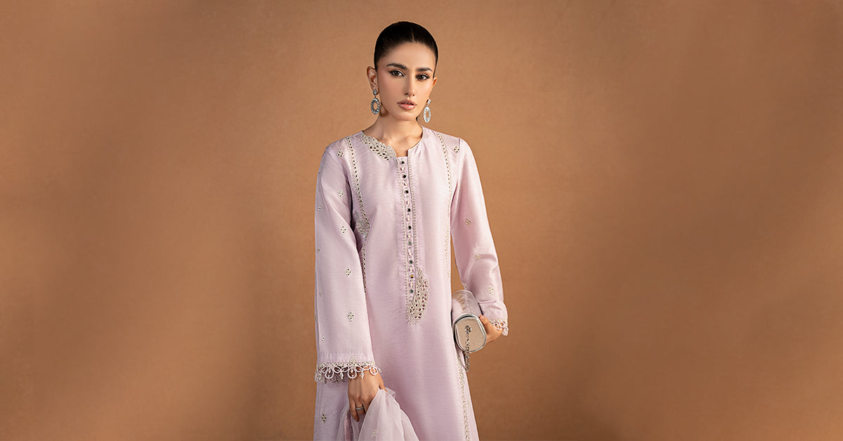 3 Piece Embroidered Raw Silk Suit