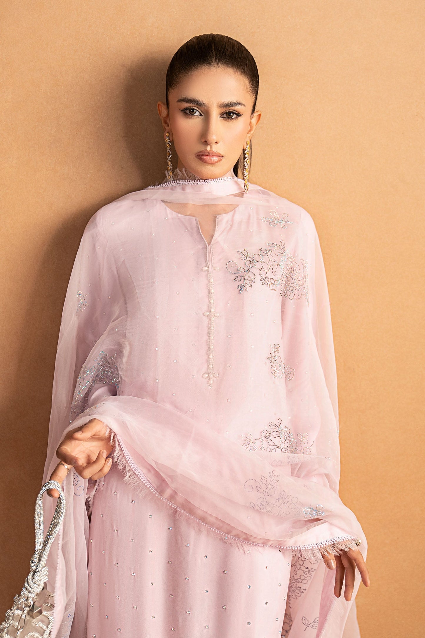 3 Piece Embellished Crepe Suit