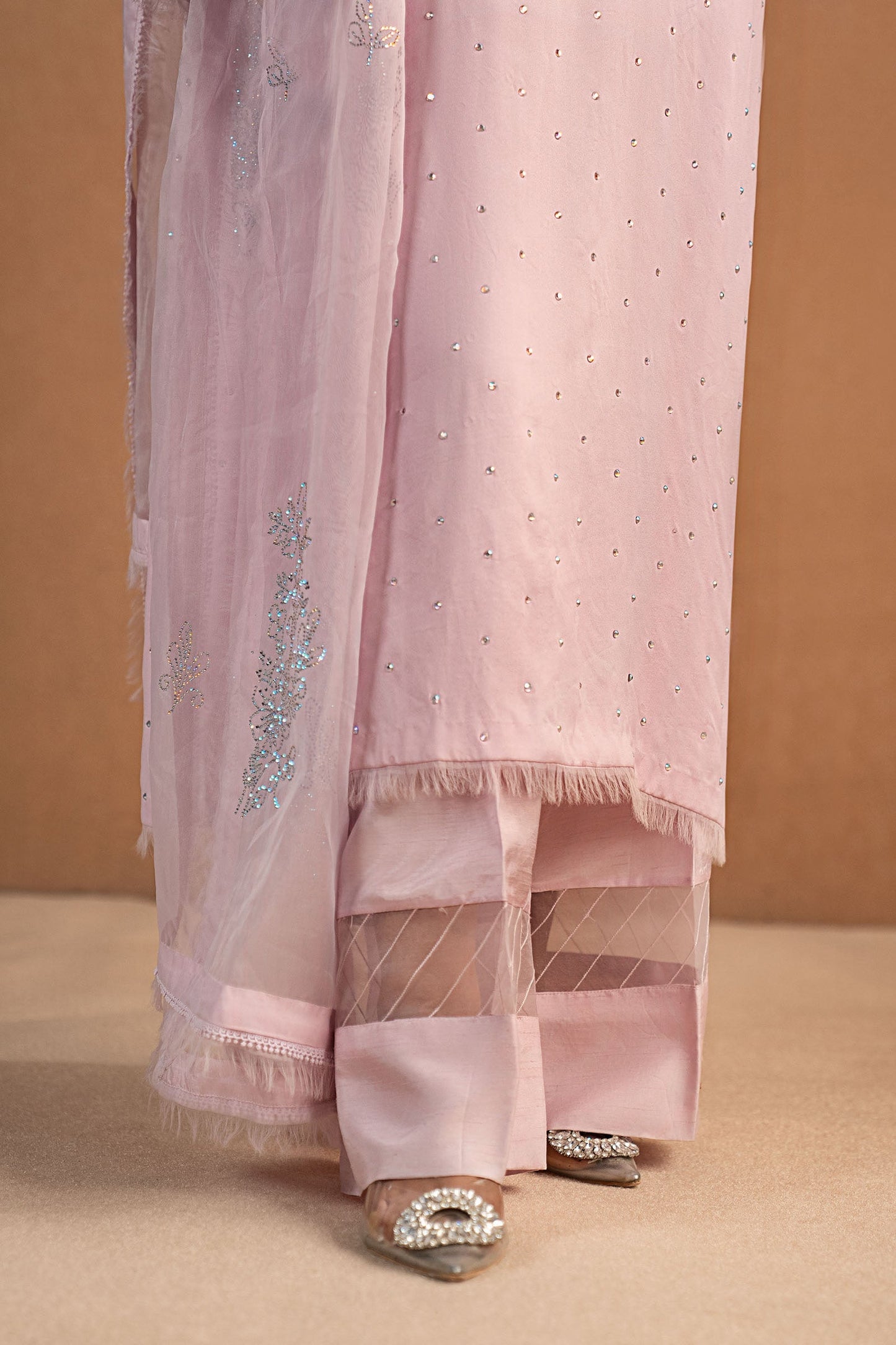 3 Piece Embellished Crepe Suit