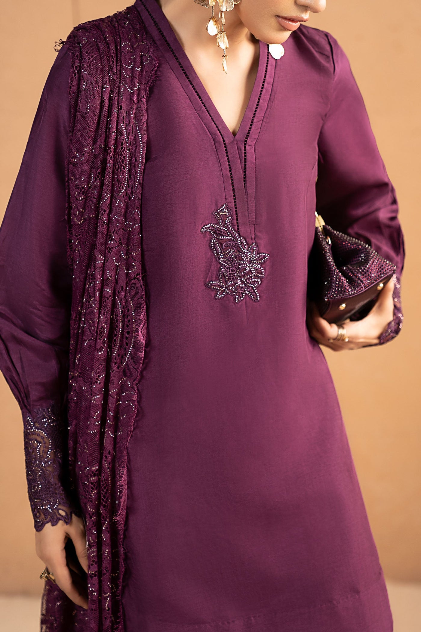 3 Piece Embroidered Tissue Silk Suit