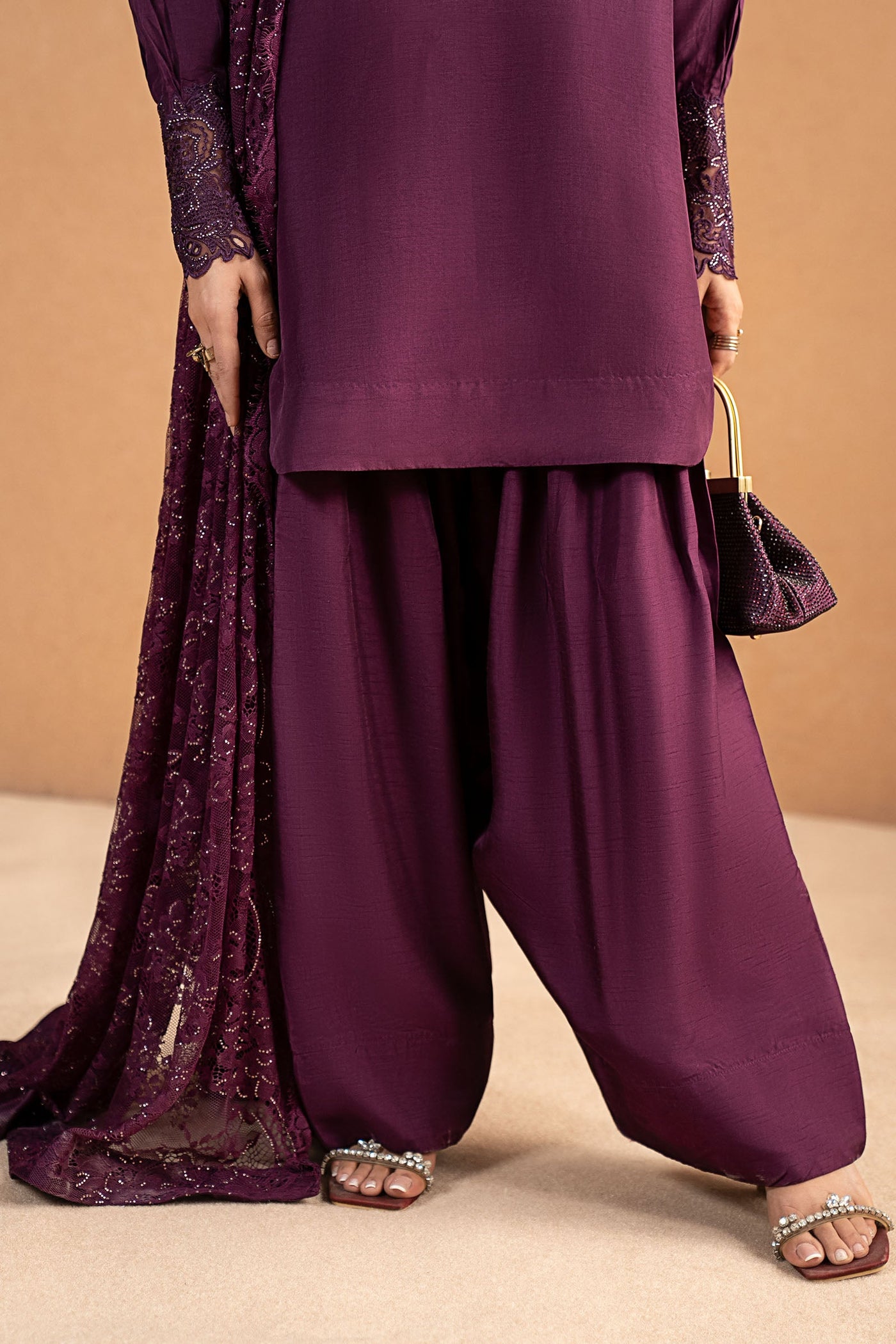 3 Piece Embroidered Tissue Silk Suit