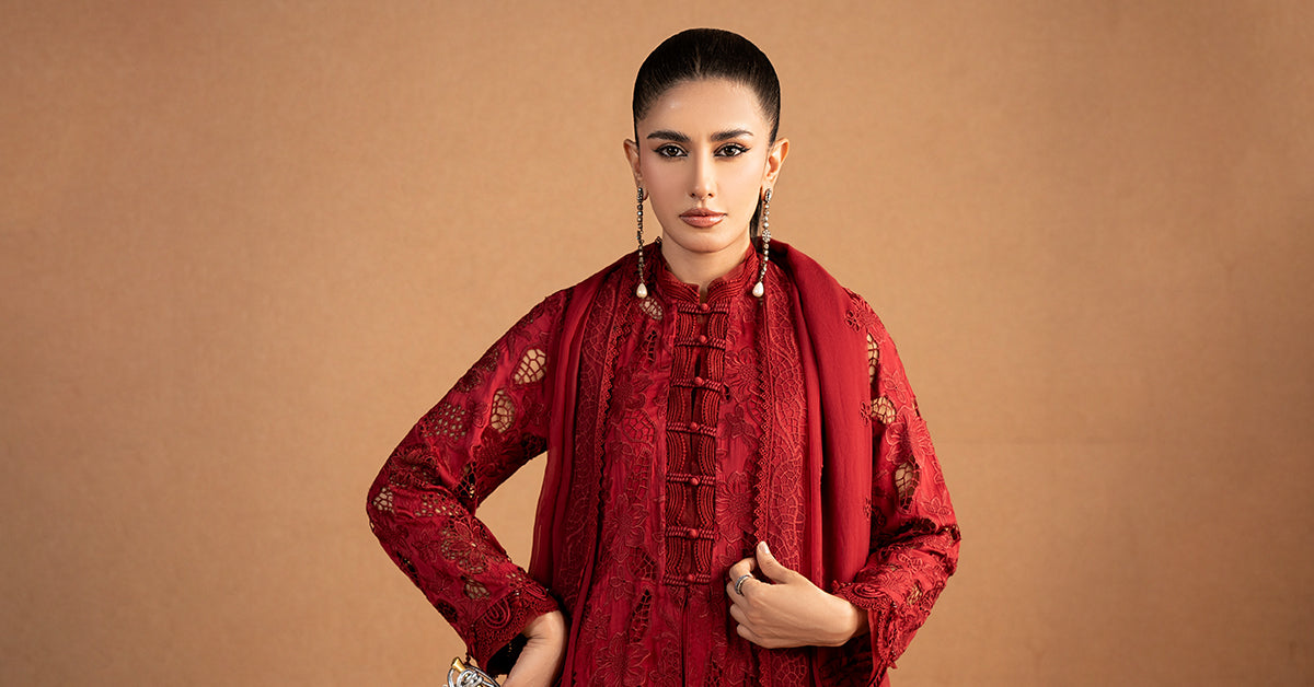 3 Piece Embroidered Shamoze Silk Suit