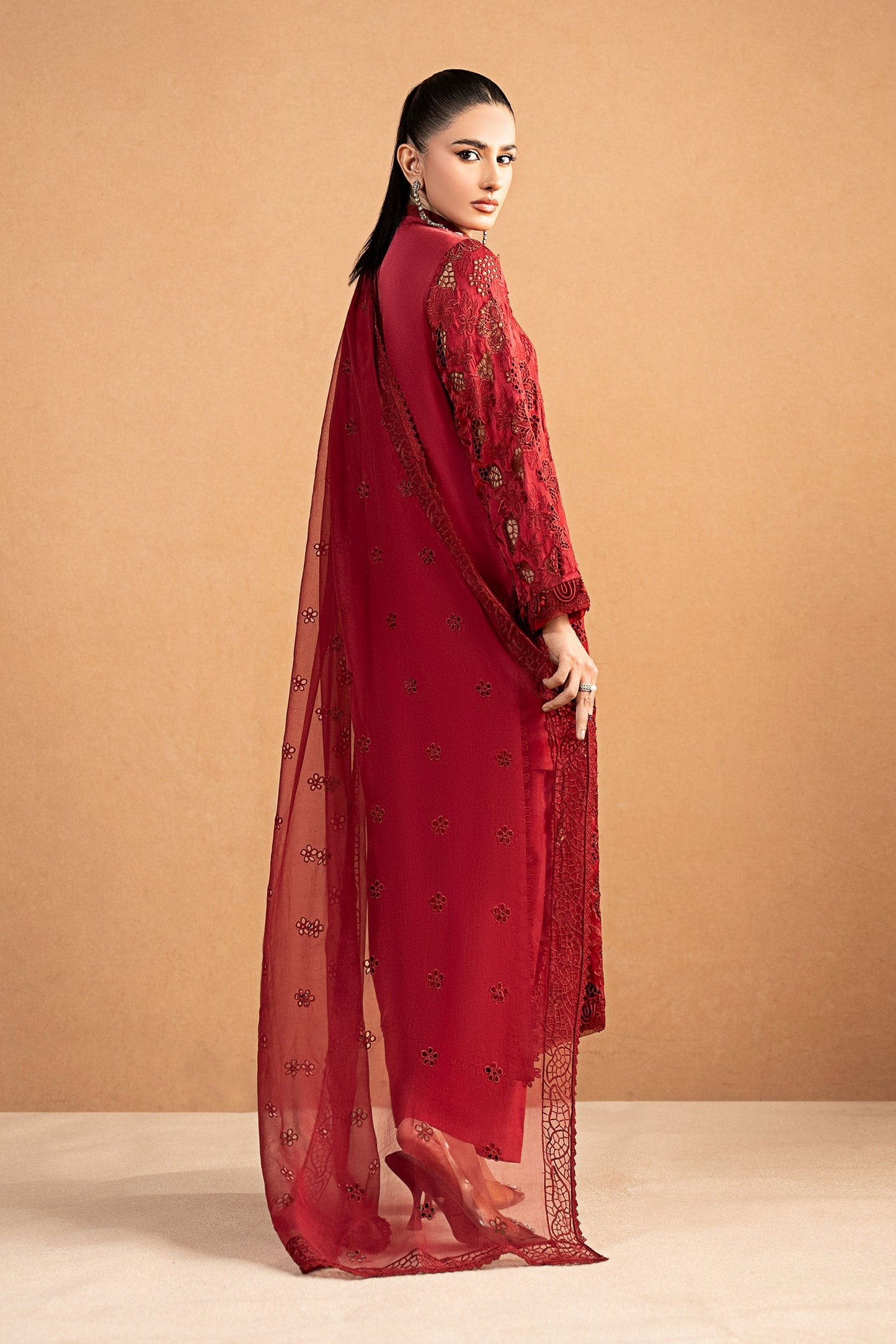3 Piece Embroidered Shamoze Silk Suit