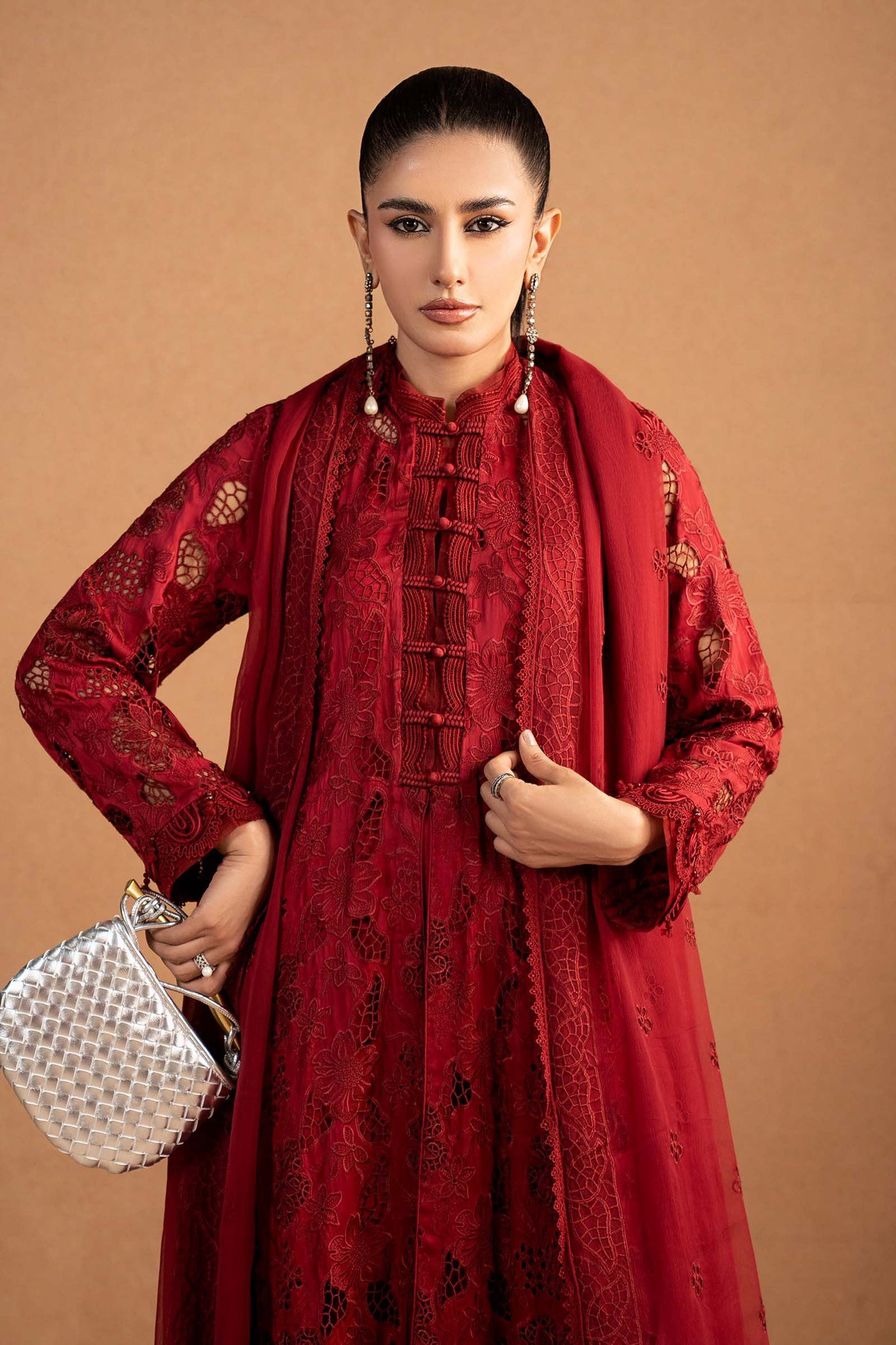3 Piece Embroidered Shamoze Silk Suit