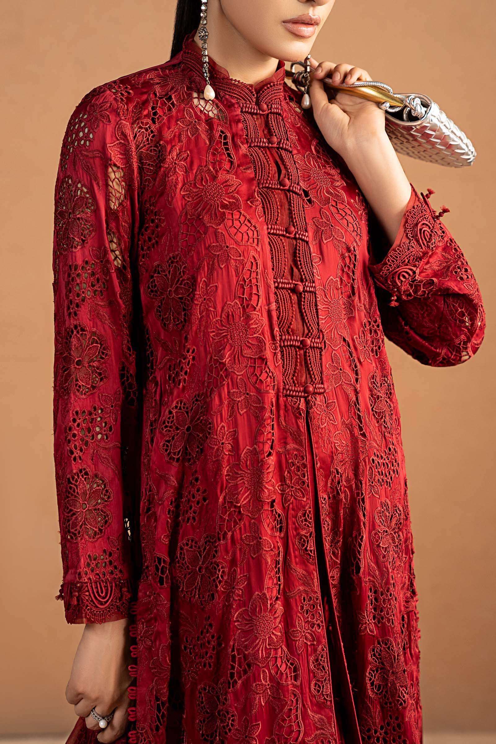 3 Piece Embroidered Shamoze Silk Suit