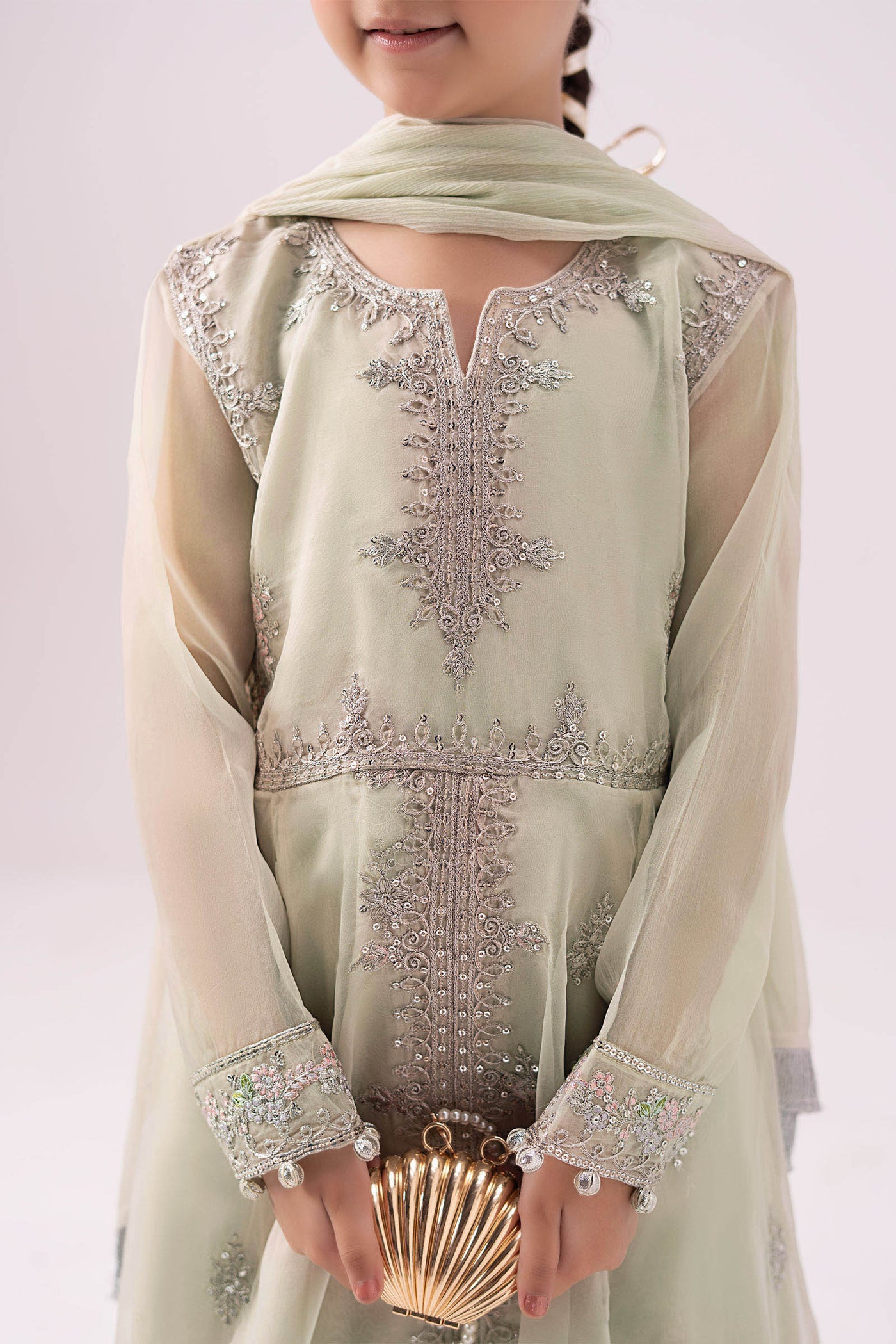 3 Piece Embroidered Organza Suit
