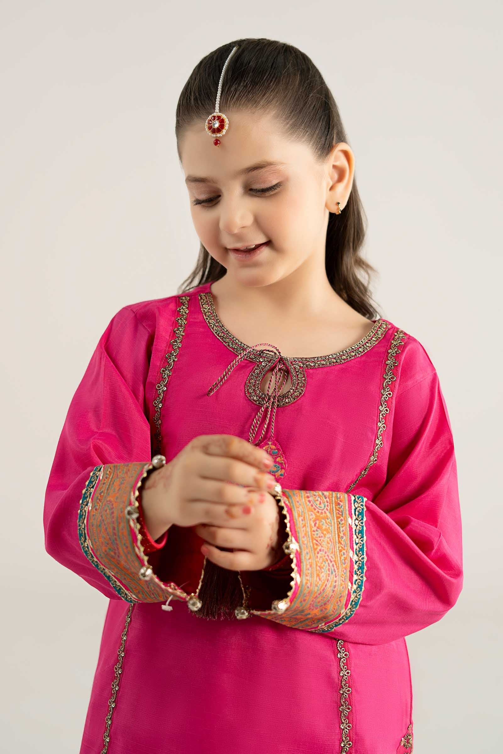 3 Piece Embroidered Raw Silk Suit