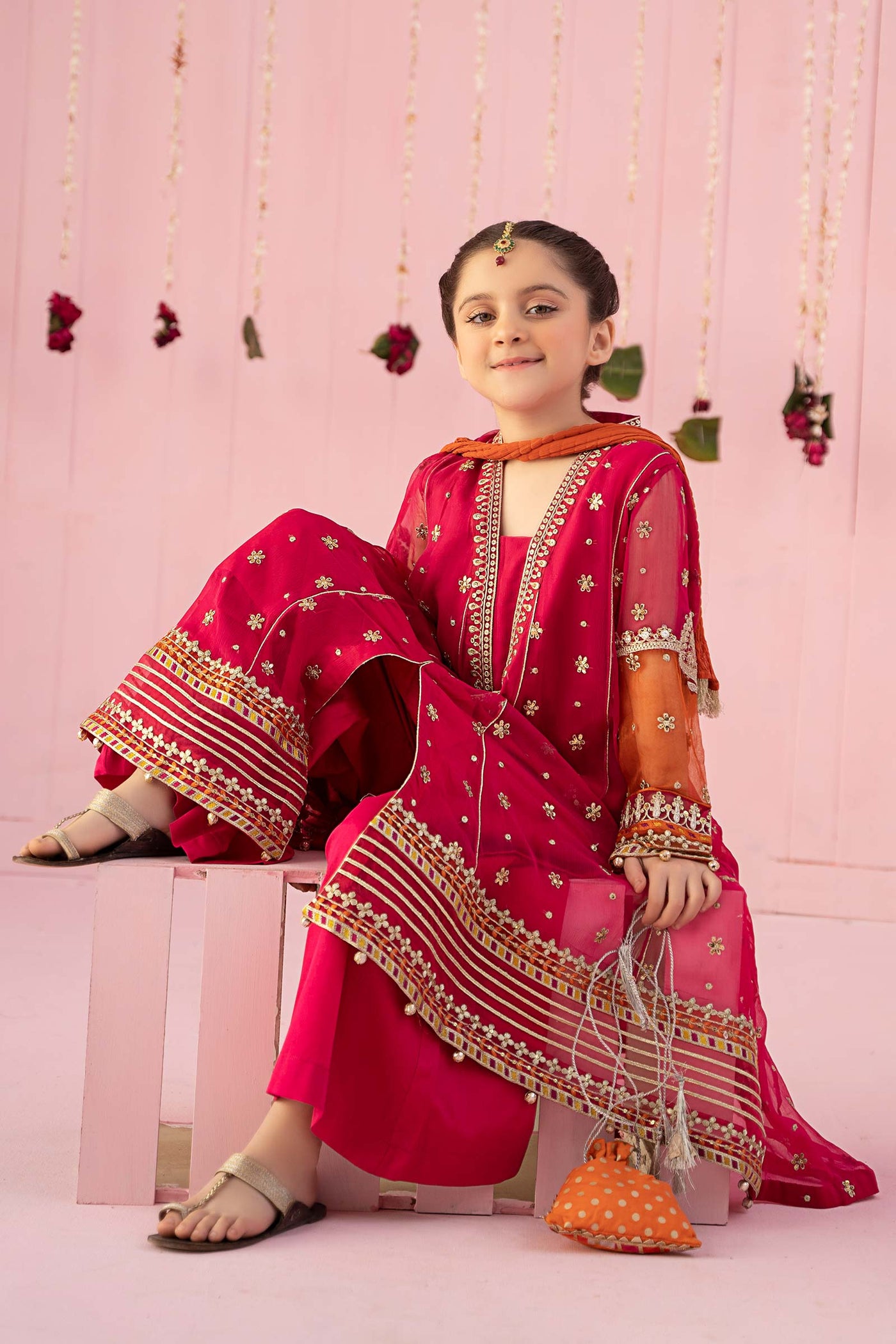 3 PIECE EMBROIDERED CHIFFON SUIT | MKS-EF24-02