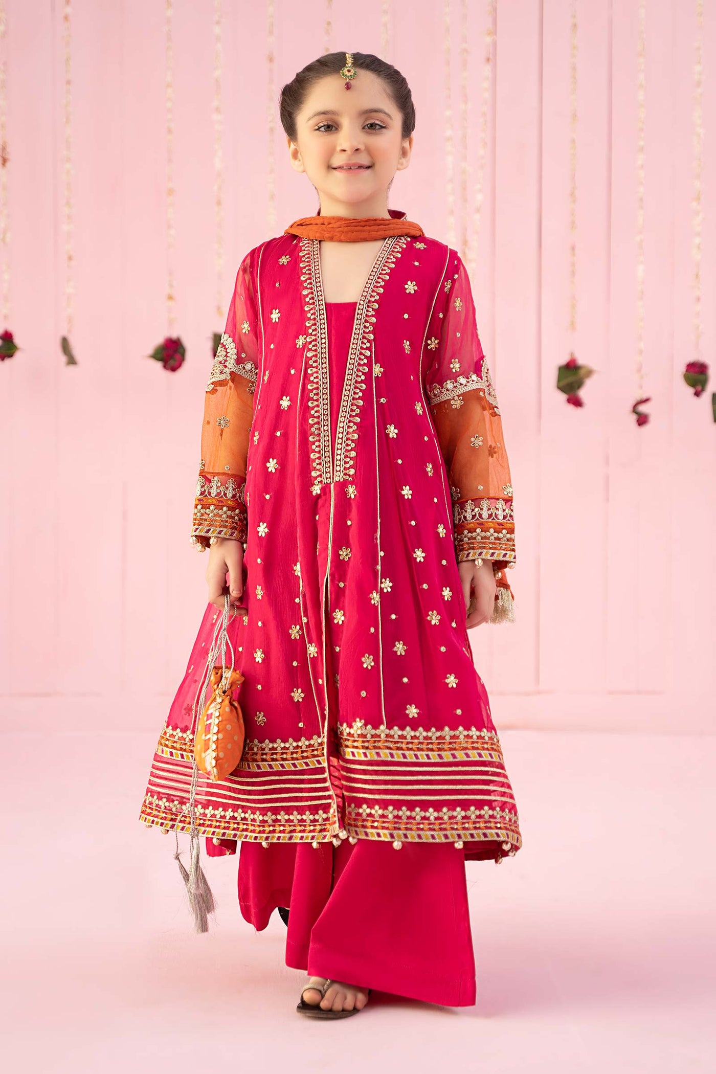 3 PIECE EMBROIDERED CHIFFON SUIT | MKS-EF24-02