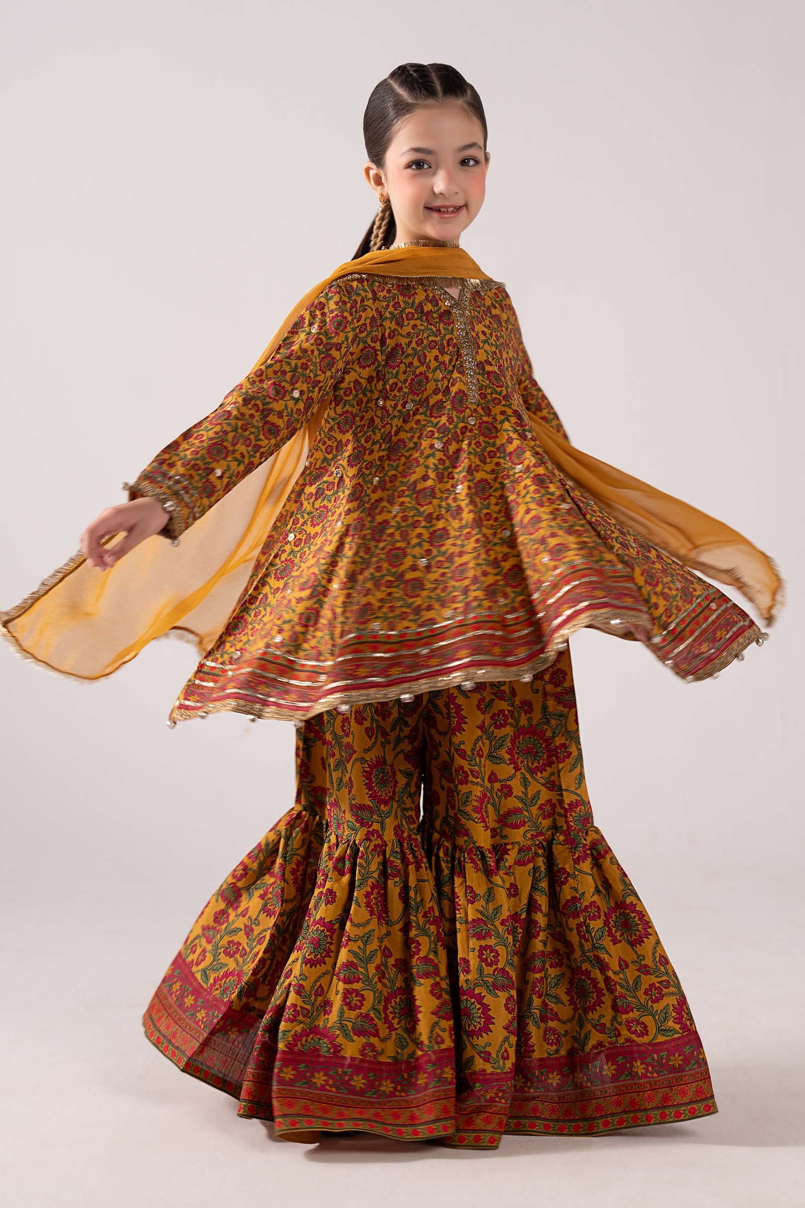 3 Piece Embroidered Raw Silk Suit