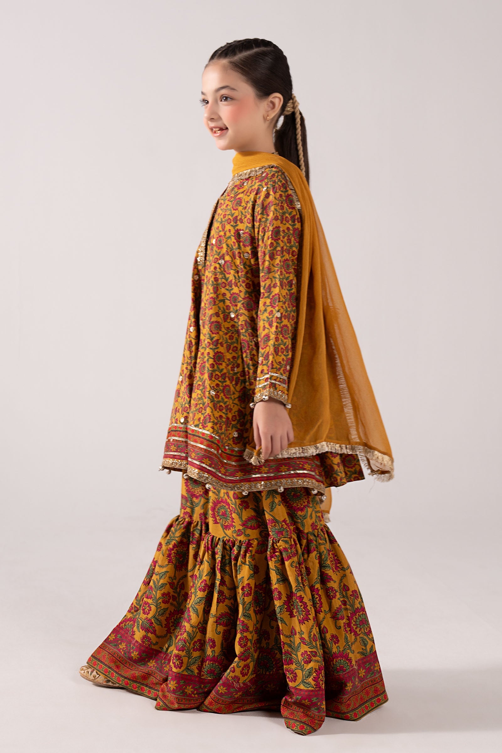 3 Piece Embroidered Raw Silk Suit