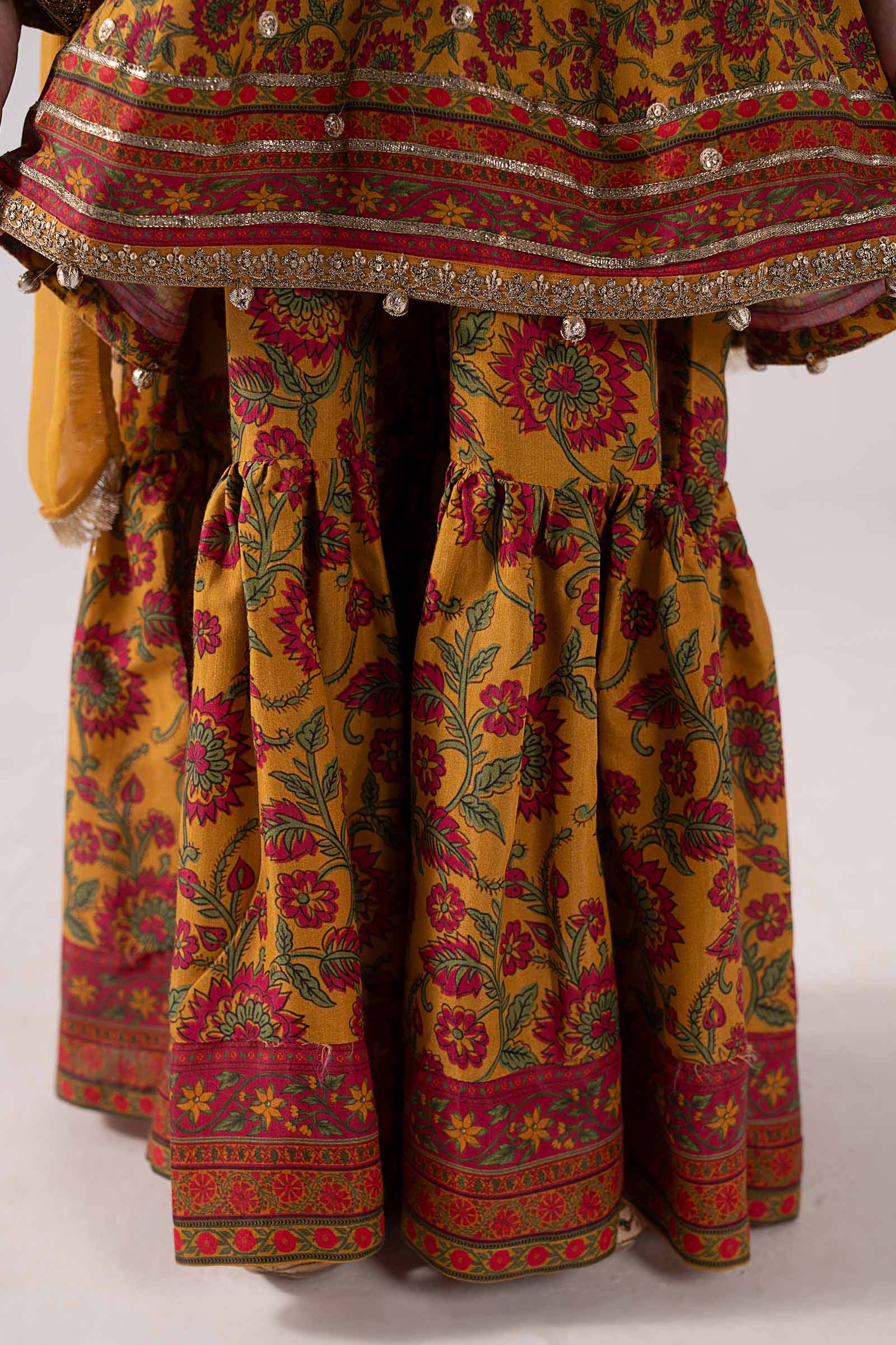 3 Piece Embroidered Raw Silk Suit