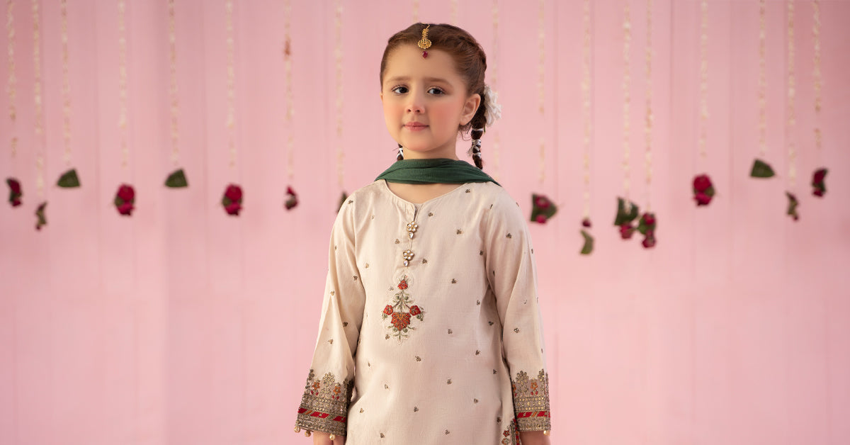 3 Piece Embroidered Dobby Suit