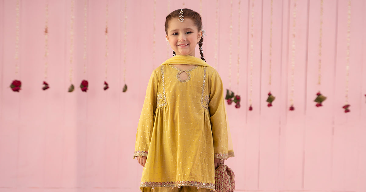 3 Piece Embroidered Jacquard Broshia Suit