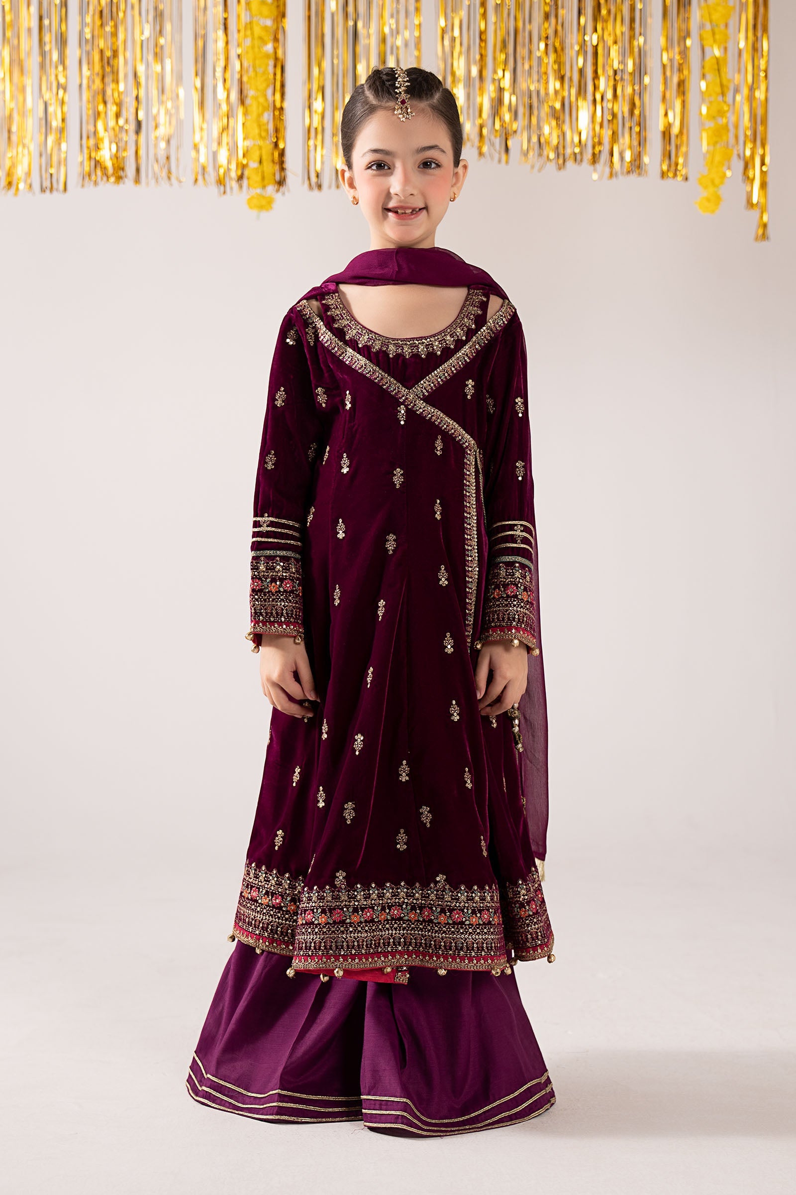 3 Piece Embroidered Velvet Suit