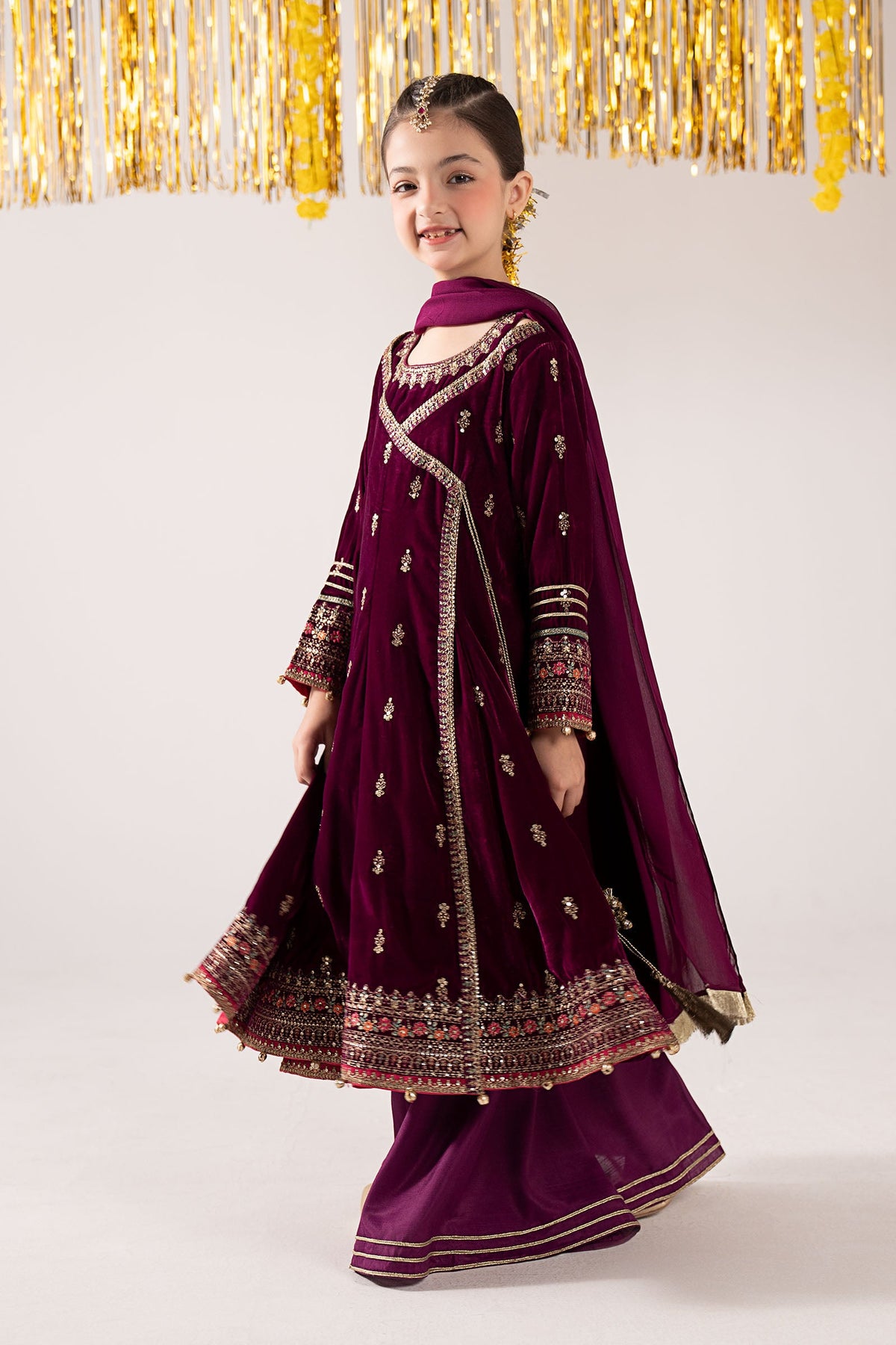 3 Piece Embroidered Velvet Suit