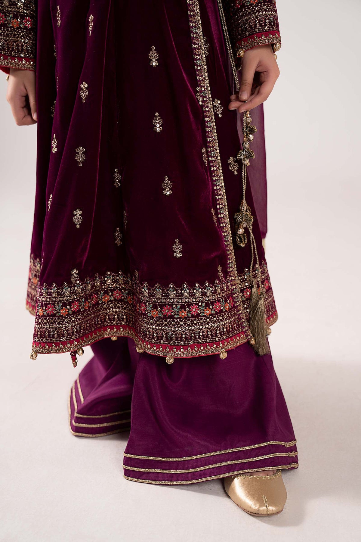 3 Piece Embroidered Velvet Suit