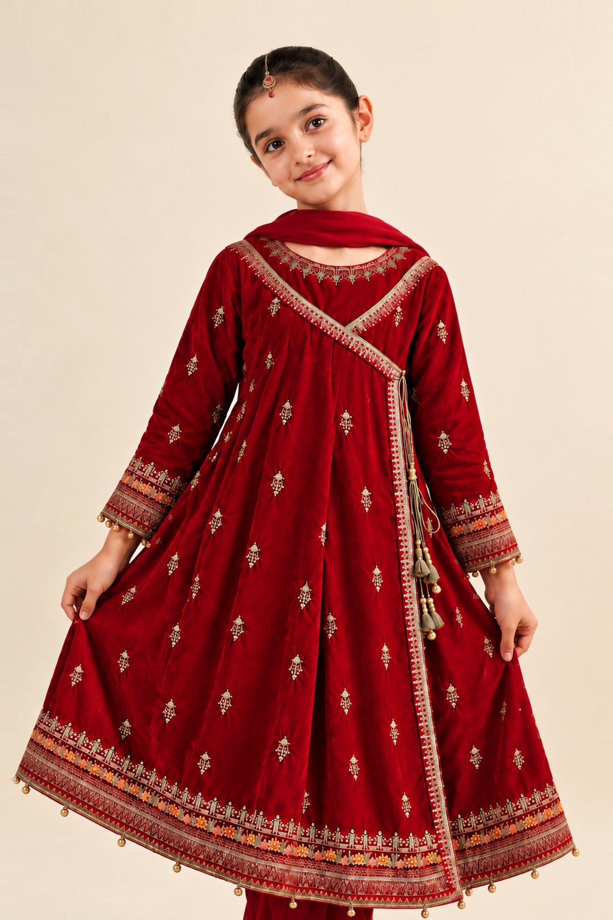 3 Piece Embroidered Velvet Suit