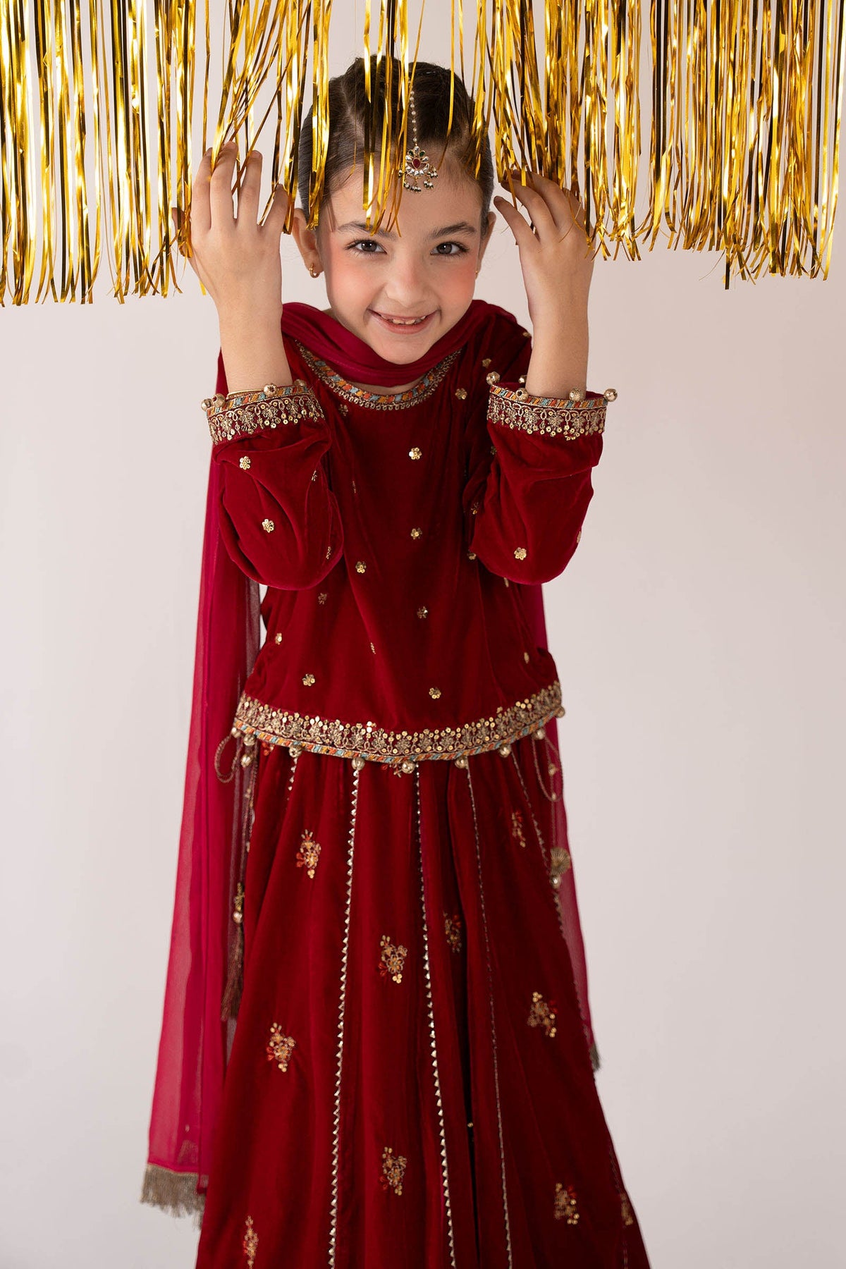 3 Piece Embroidered Velvet Suit