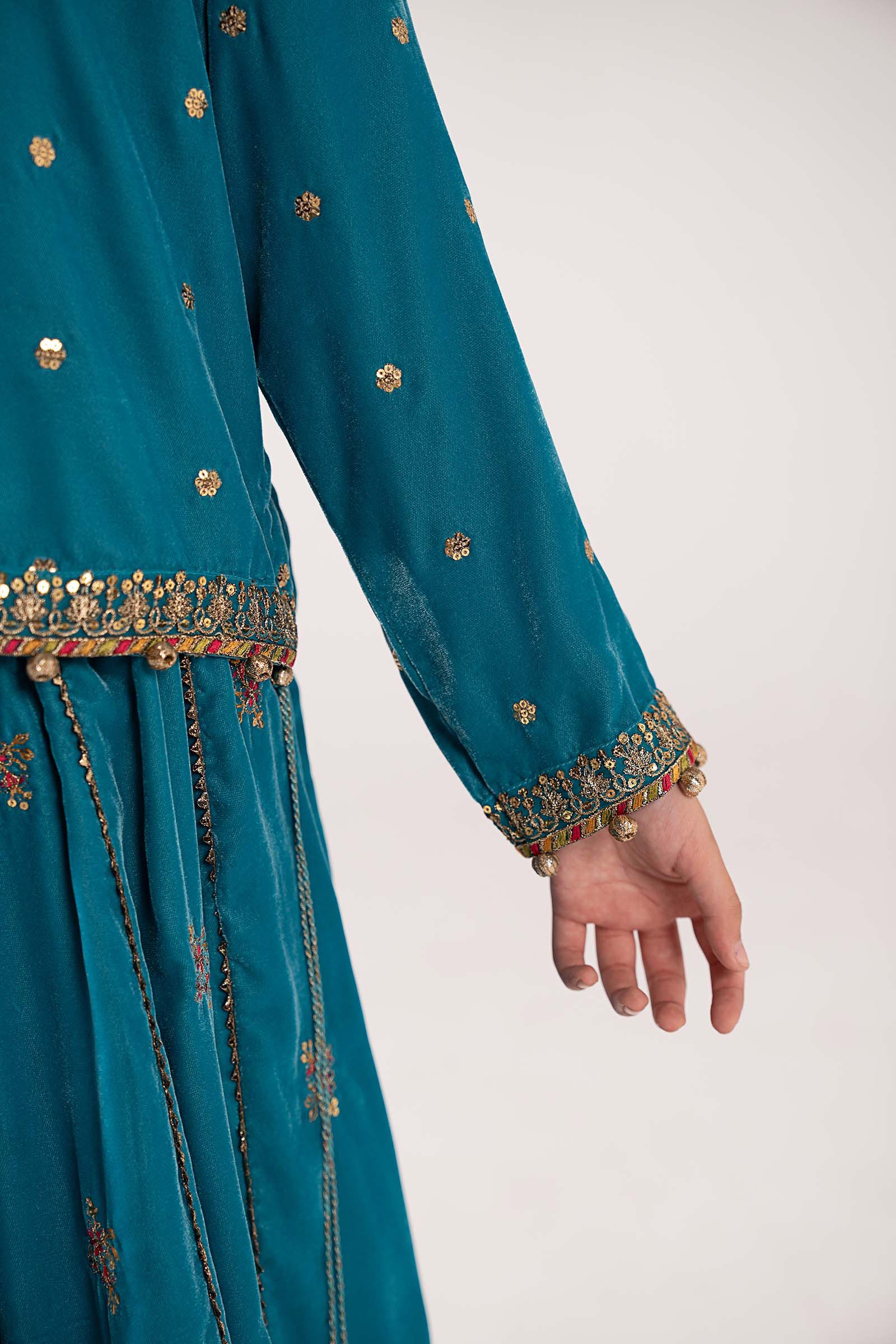 3 Piece Embroidered Velvet Suit