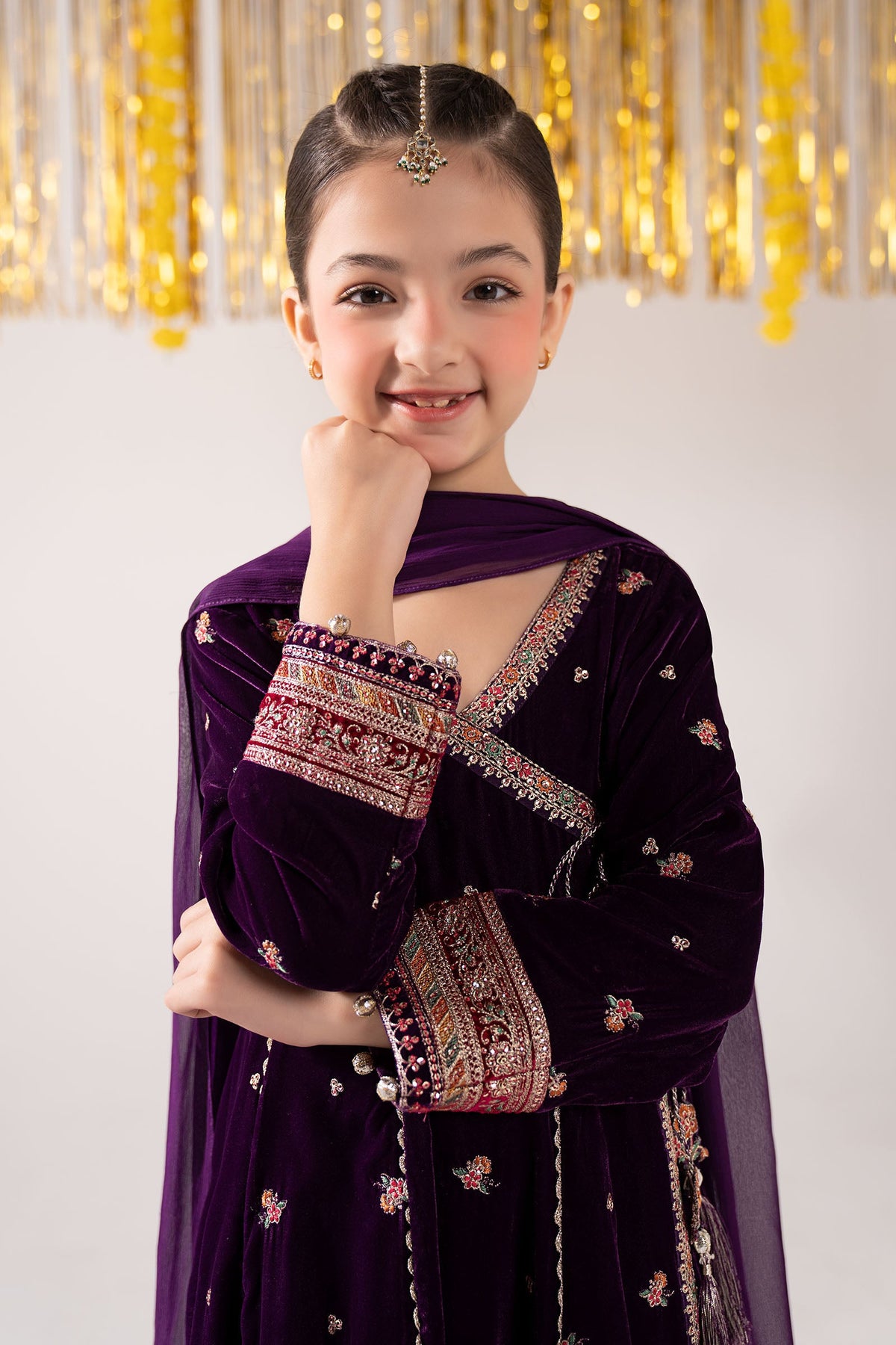 3 Piece Embroidered Velvet Suit