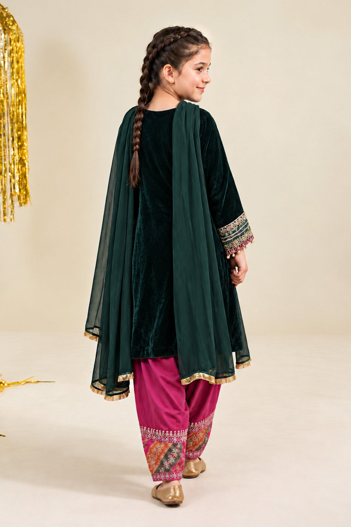 3 Piece Embroidered Velvet Suit