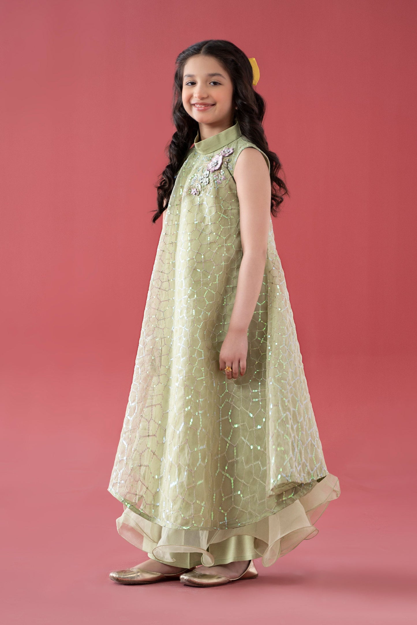 3 Piece Embroidered Poly Organza Suit