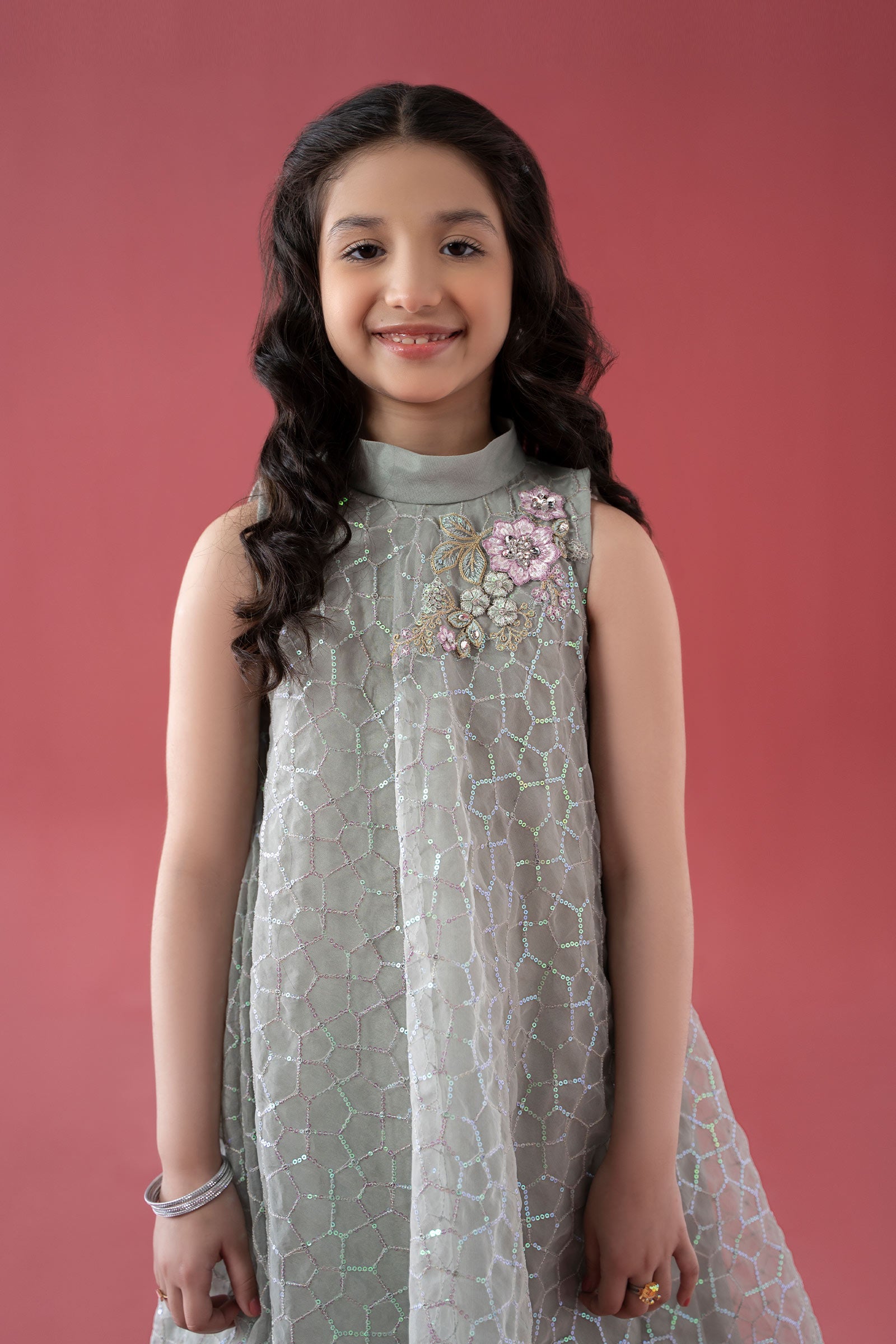3 Piece Embroidered Poly Organza Suit
