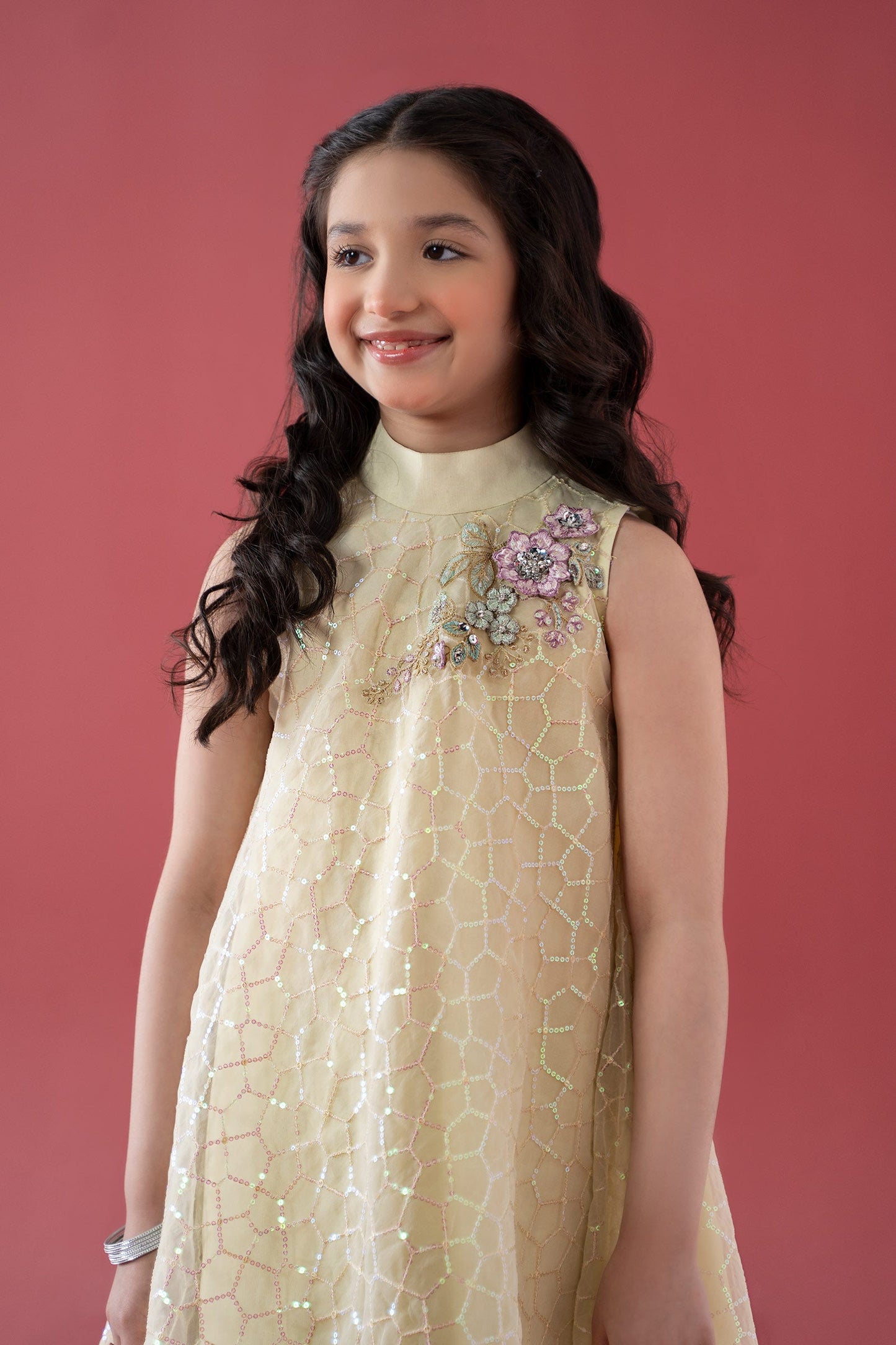 3 Piece Embroidered Poly Organza Suit