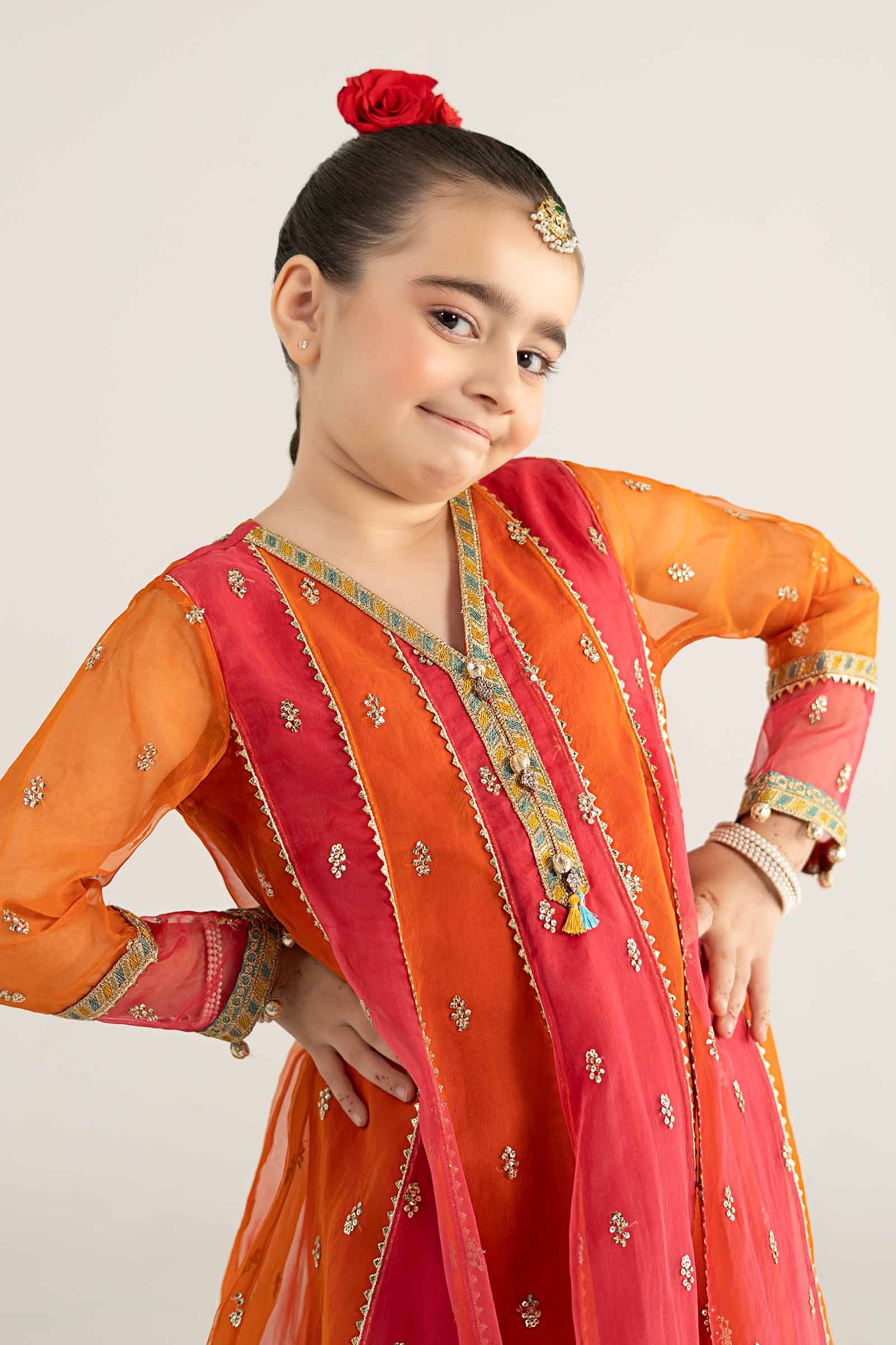 3 Piece Embroidered Poly Organza Suit
