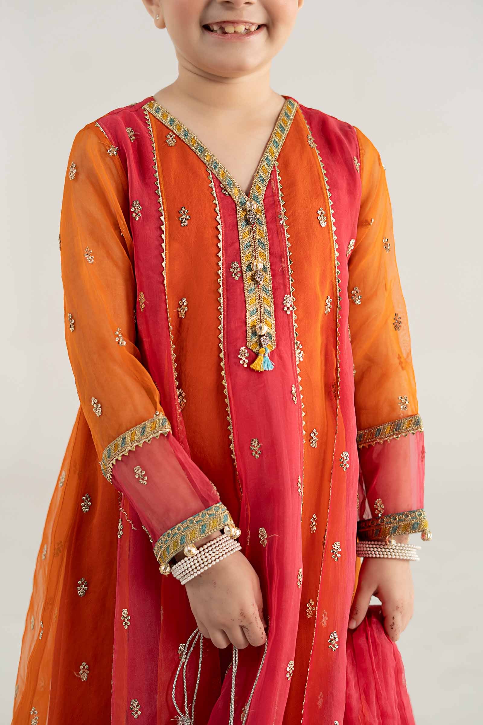 3 Piece Embroidered Poly Organza Suit