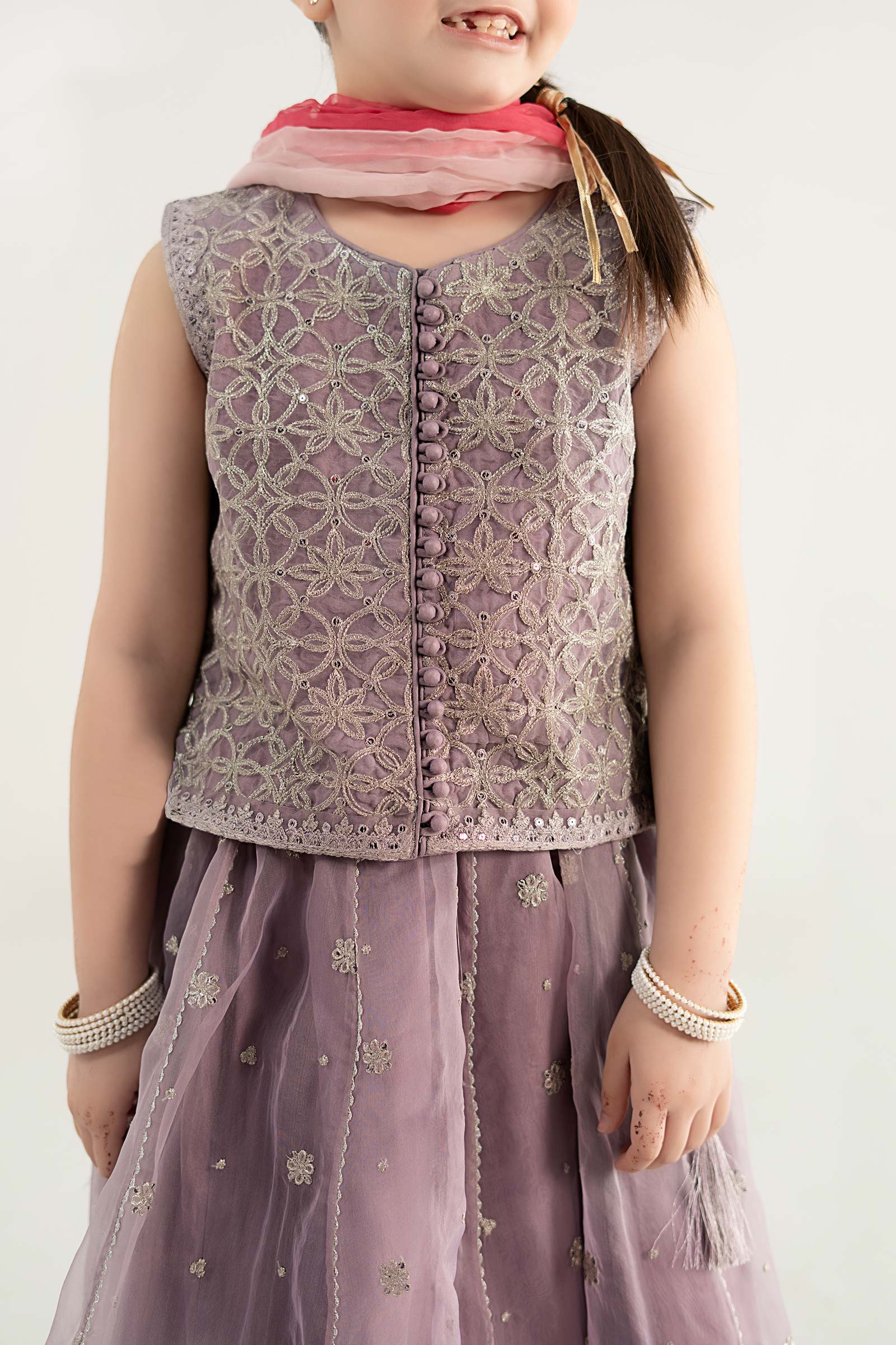 3 Piece Embroidered Poly Organza Suit