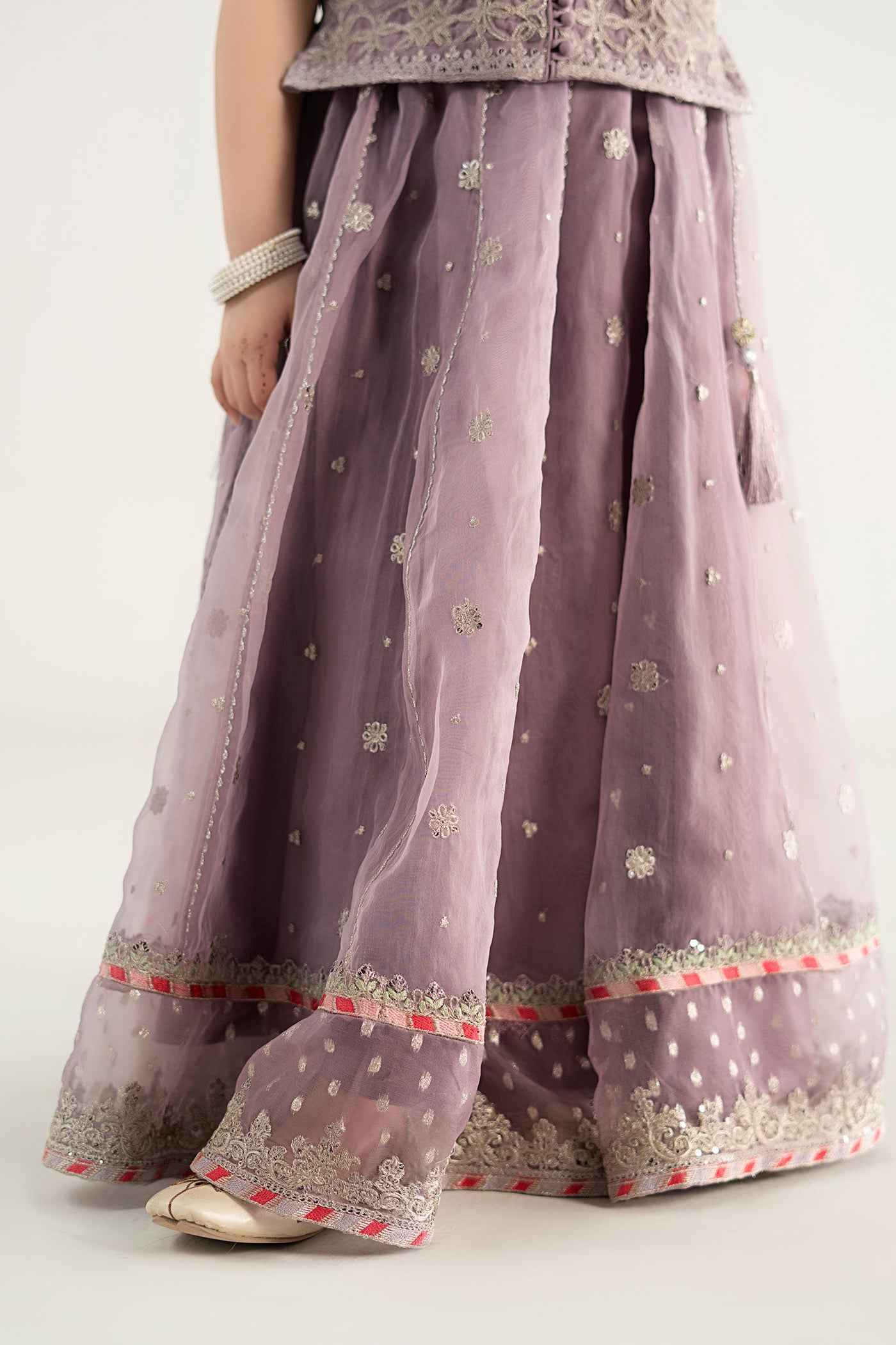 3 Piece Embroidered Poly Organza Suit | MKS-EA25-42/B