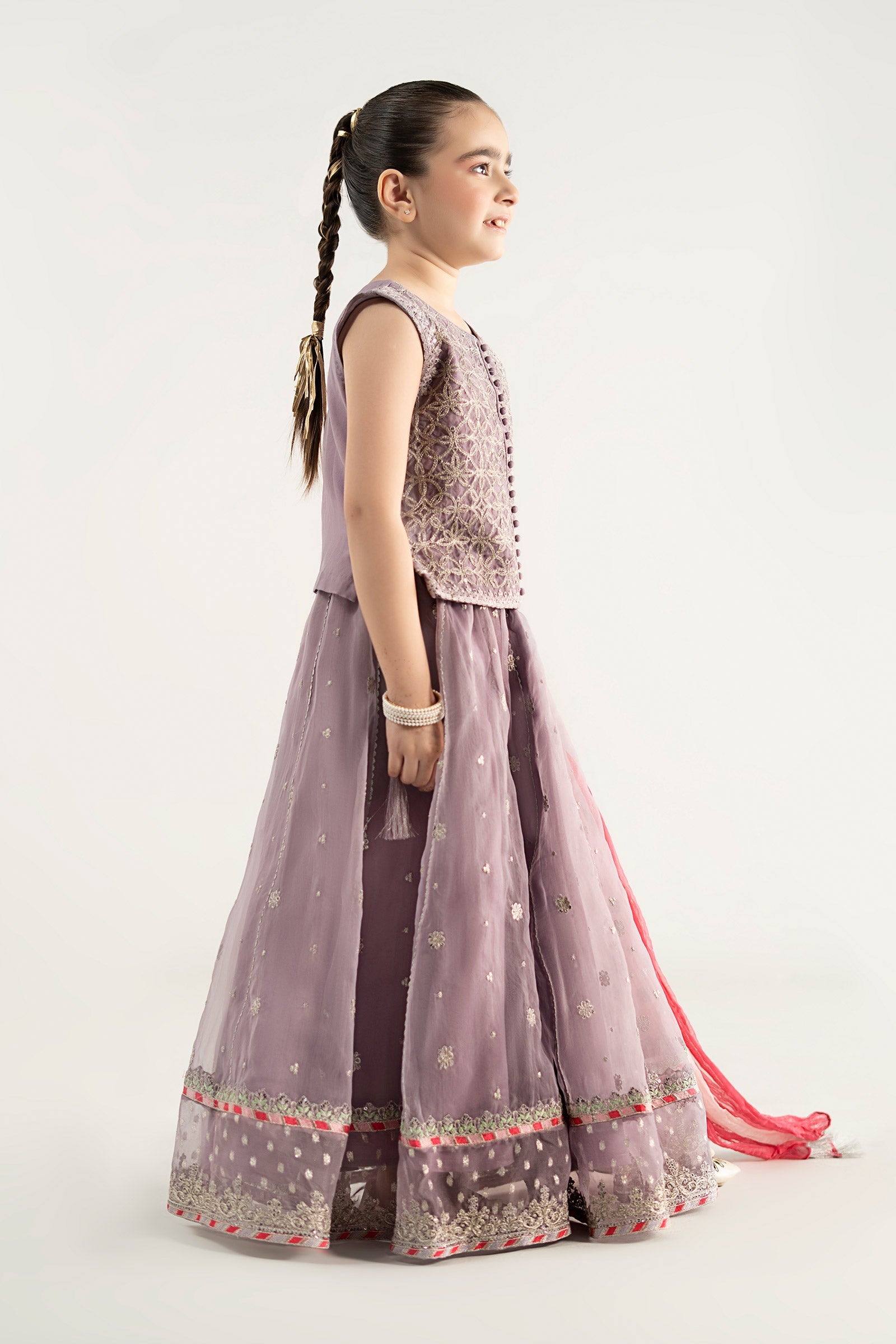 3 Piece Embroidered Poly Organza Suit