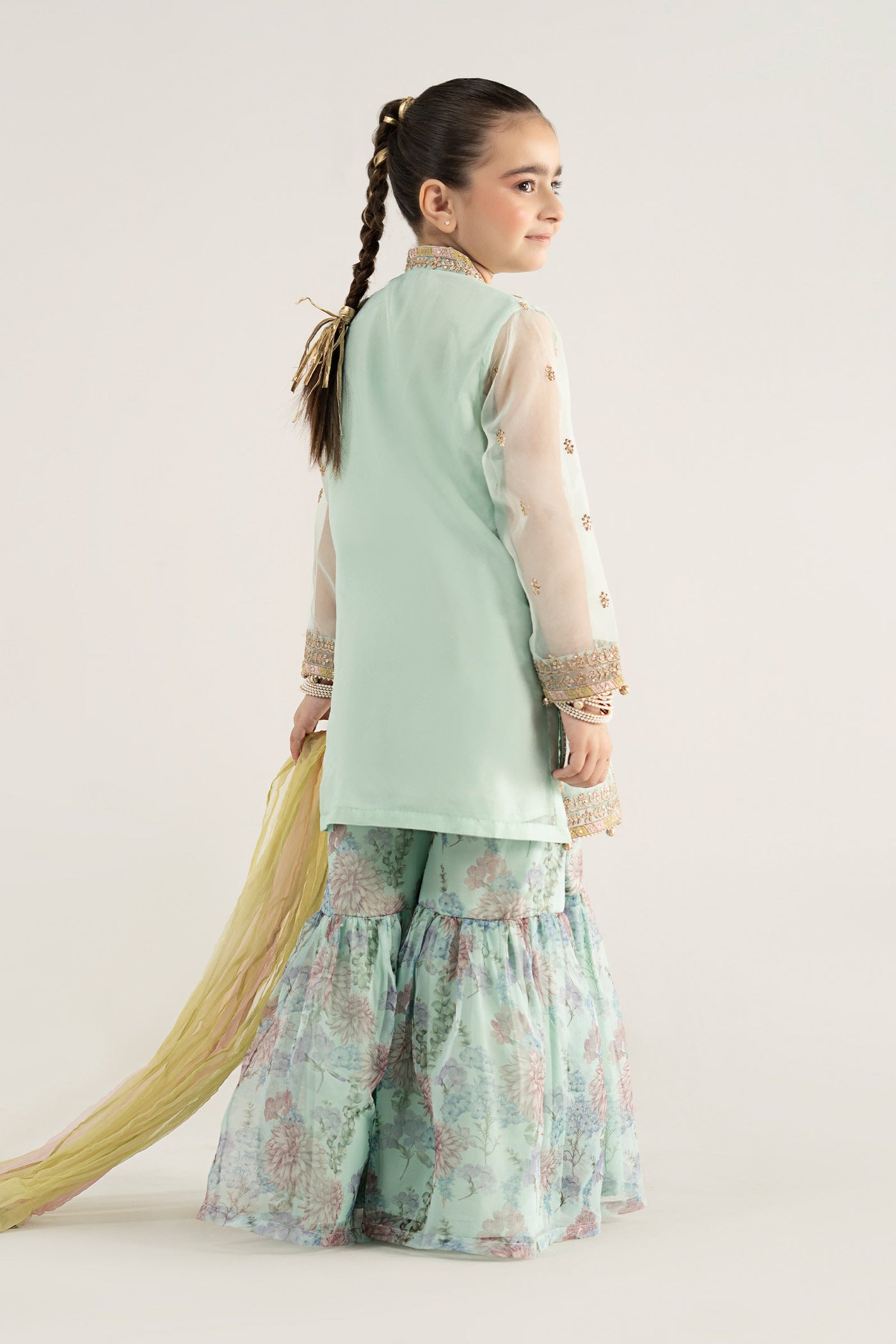 3 Piece Embroidered Poly Organza Suit | MKS-EA25-43